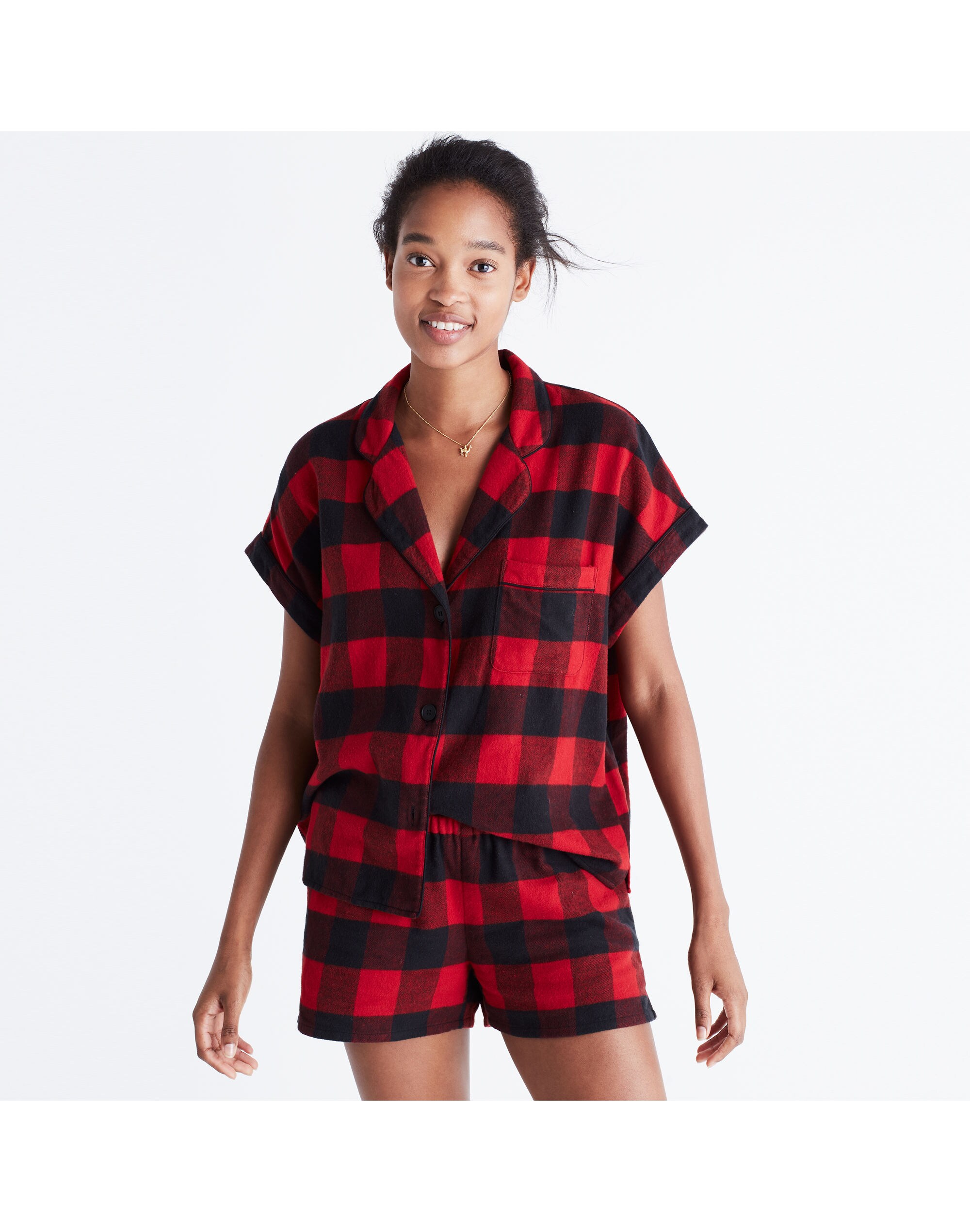 Flannel Bedtime Pajama Top in Buffalo Check