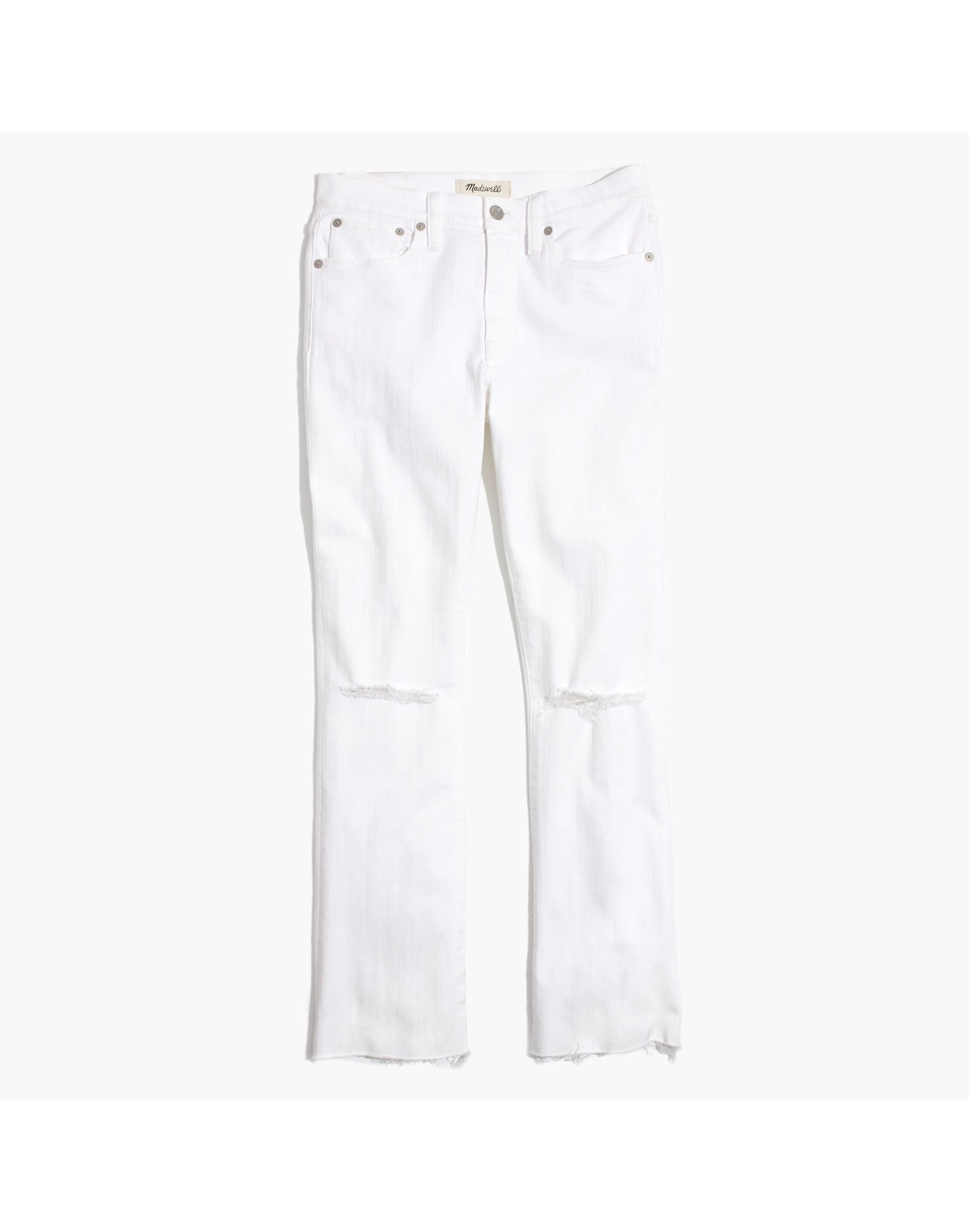 Cali Demi-Boot Jeans in Pure White: Distressed Edition