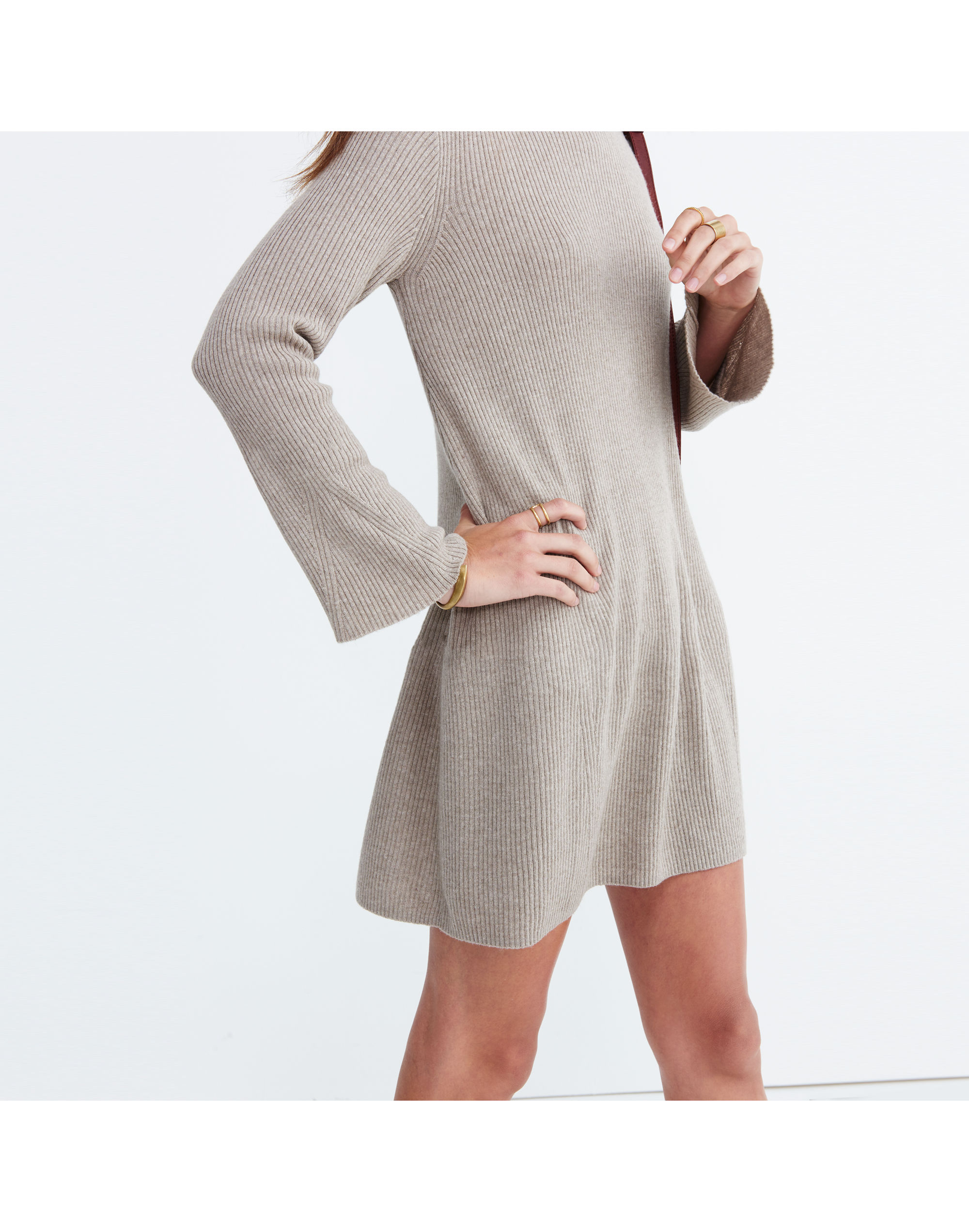 Bell-sleeve Turtleneck Sweater-Dress