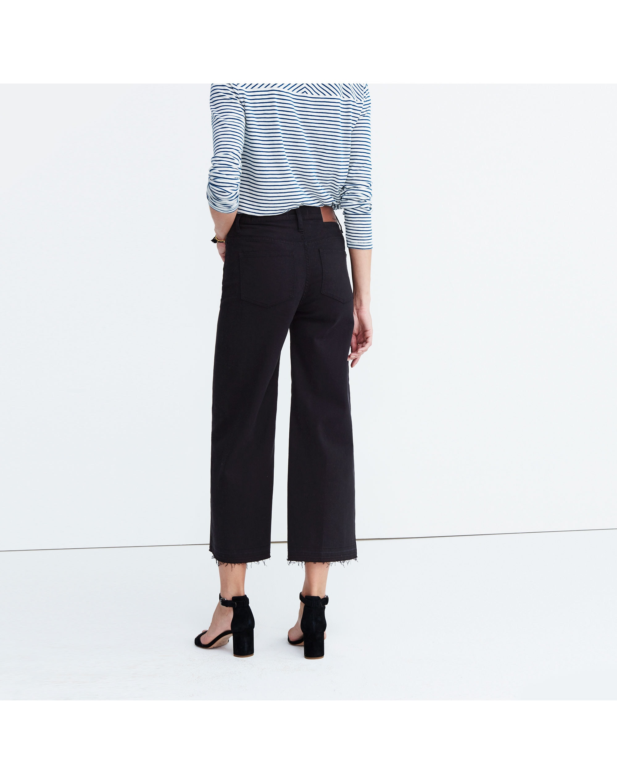 Wide-Leg Crop Jeans in True Black: Drop-Hem Edition