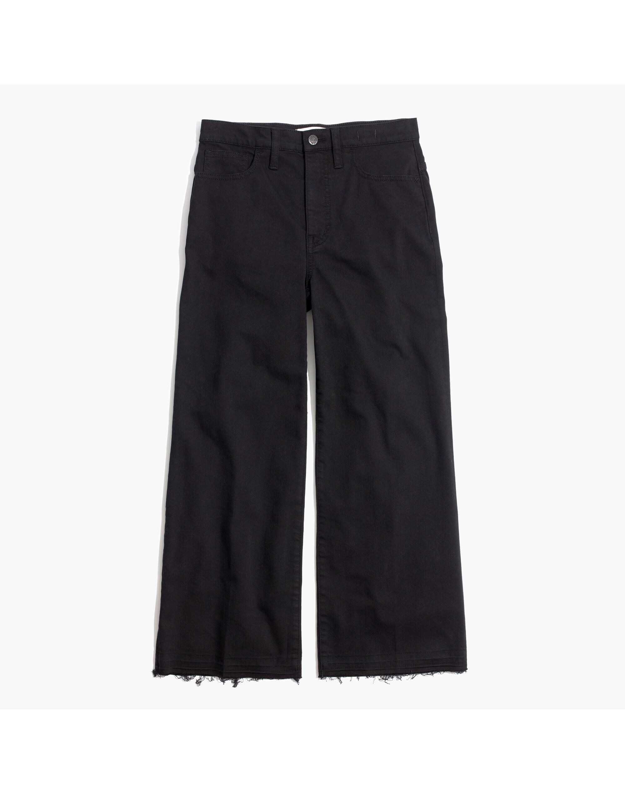 Wide-Leg Crop Jeans in True Black: Drop-Hem Edition