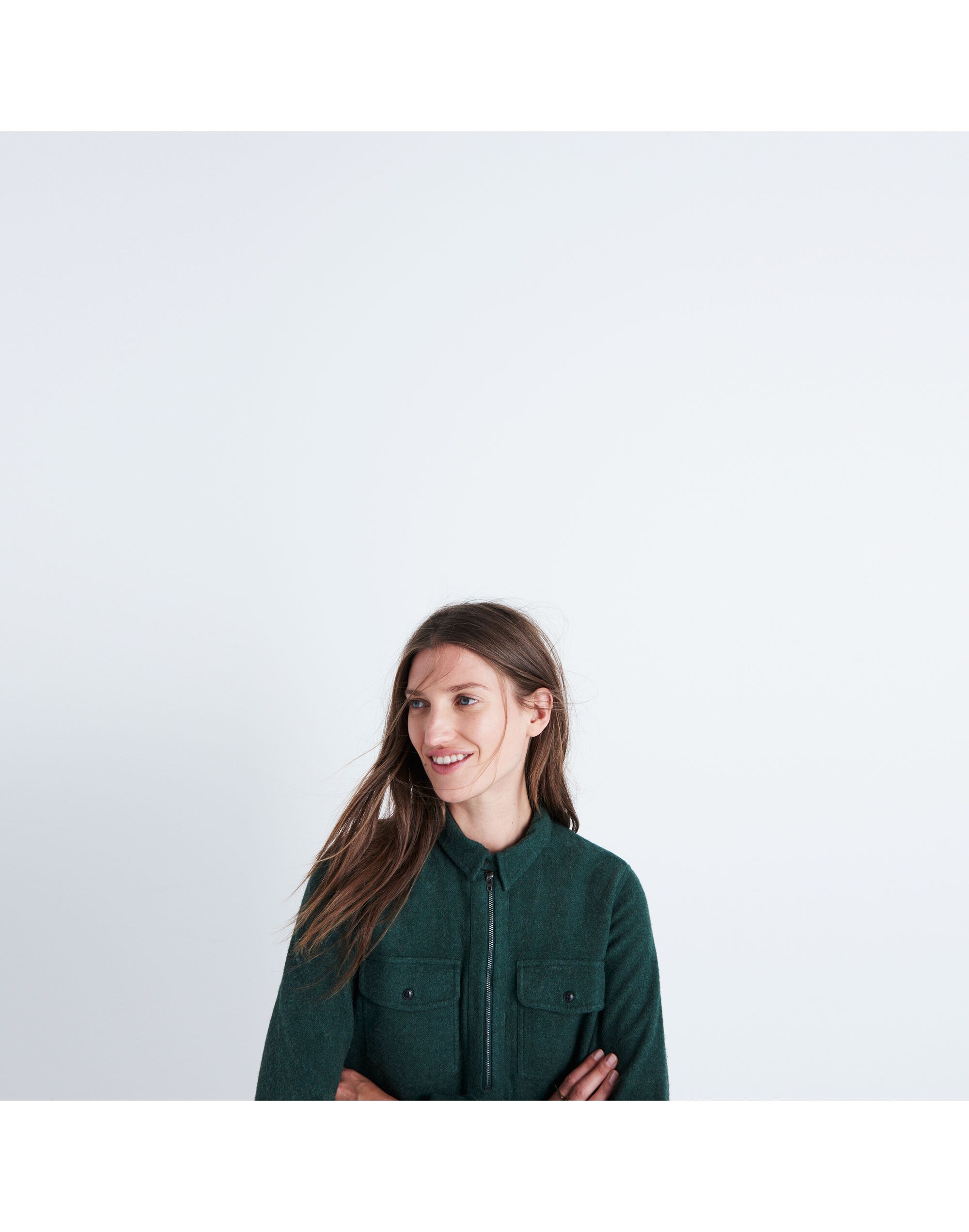 Flannel Zip-Front Popover Shirt