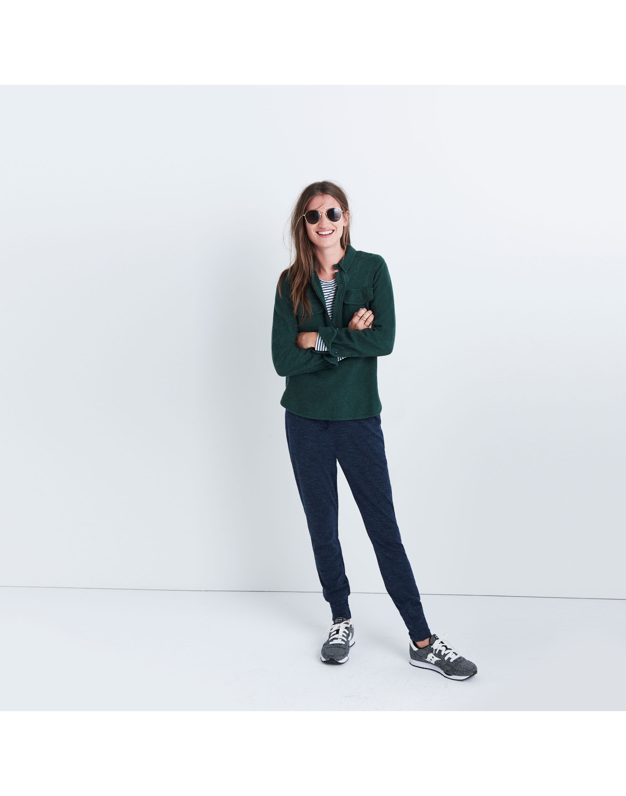 Flannel Zip-Front Popover Shirt