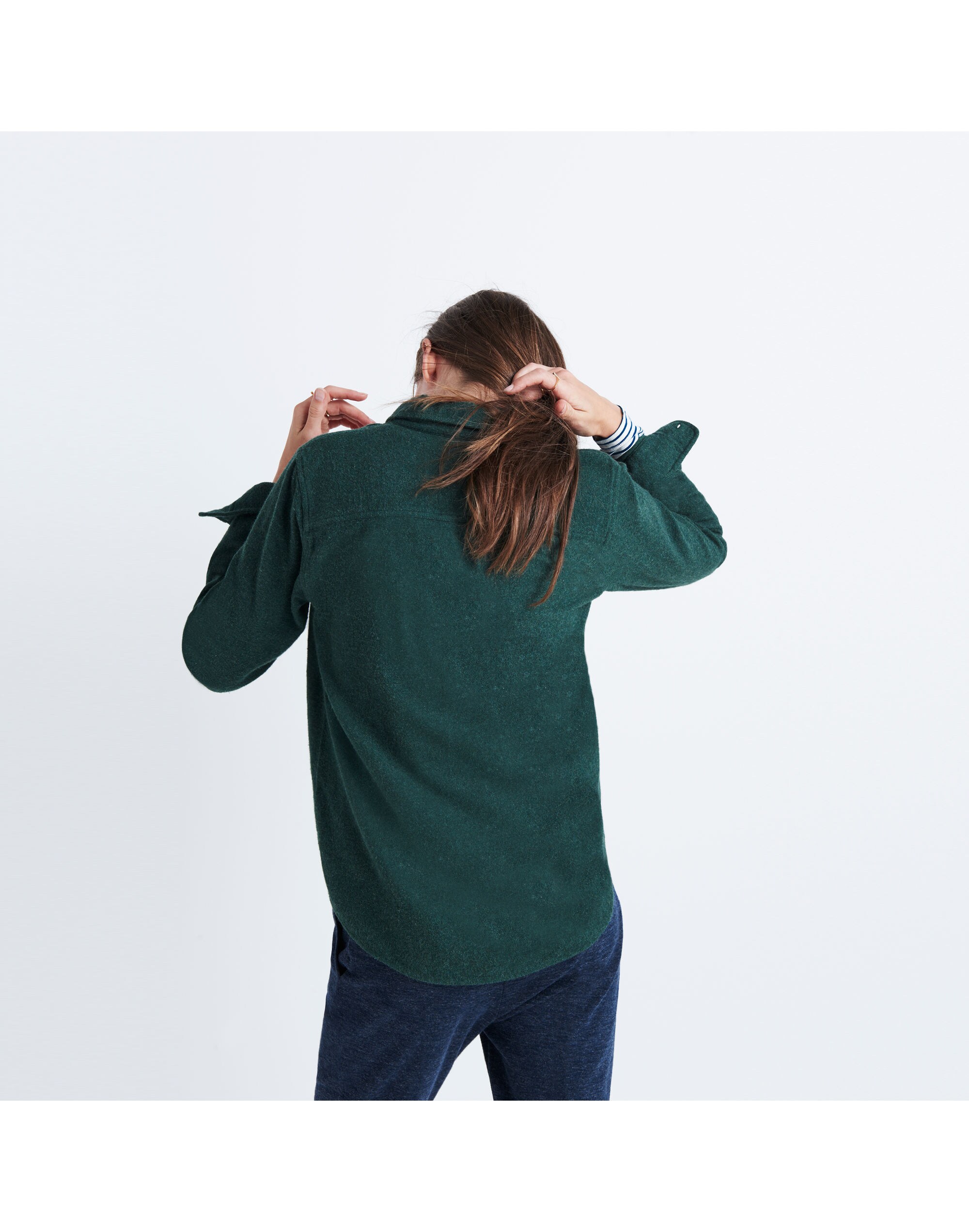 Flannel Zip-Front Popover Shirt