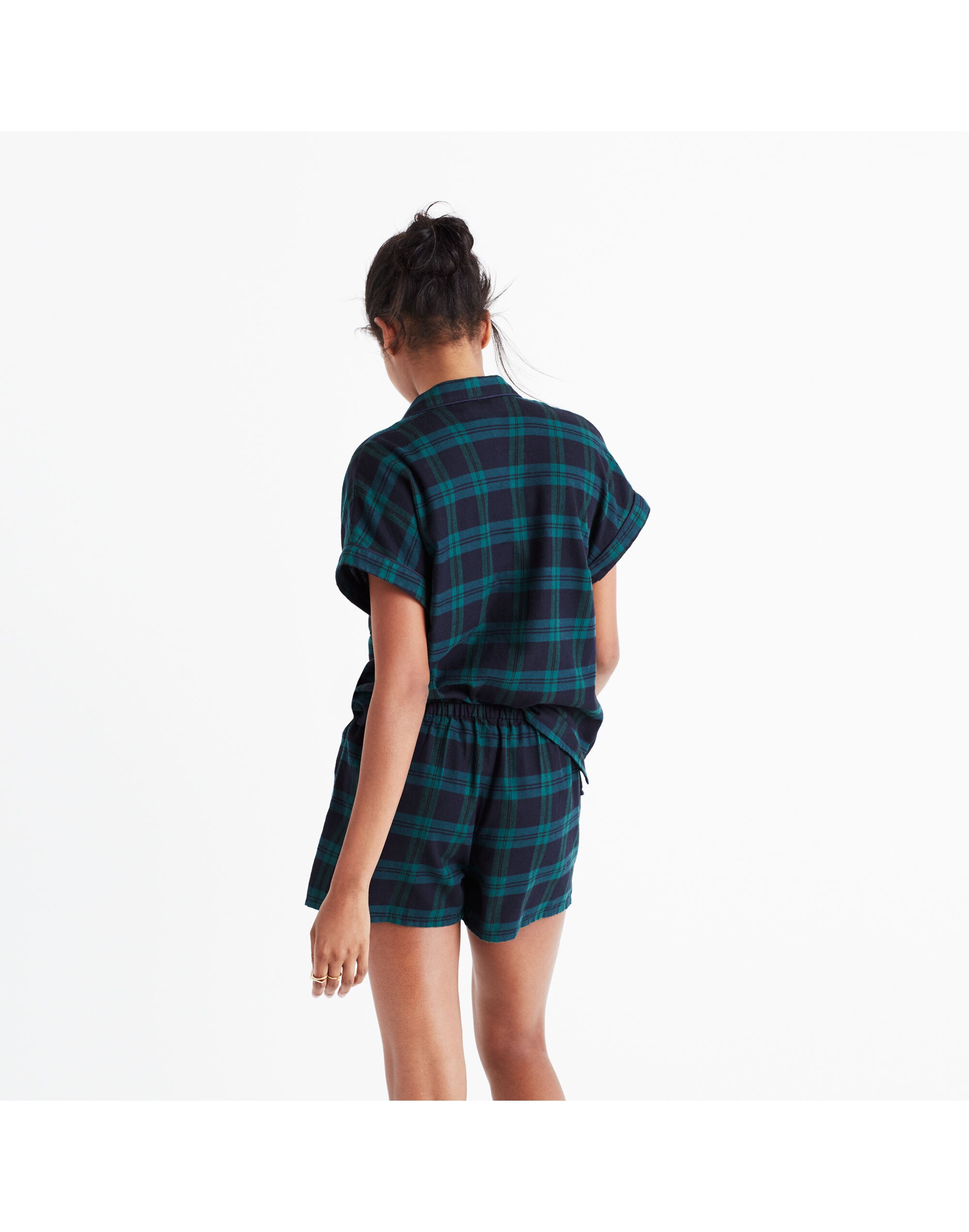 Flannel Bedtime Pajama Shorts in Dark Plaid