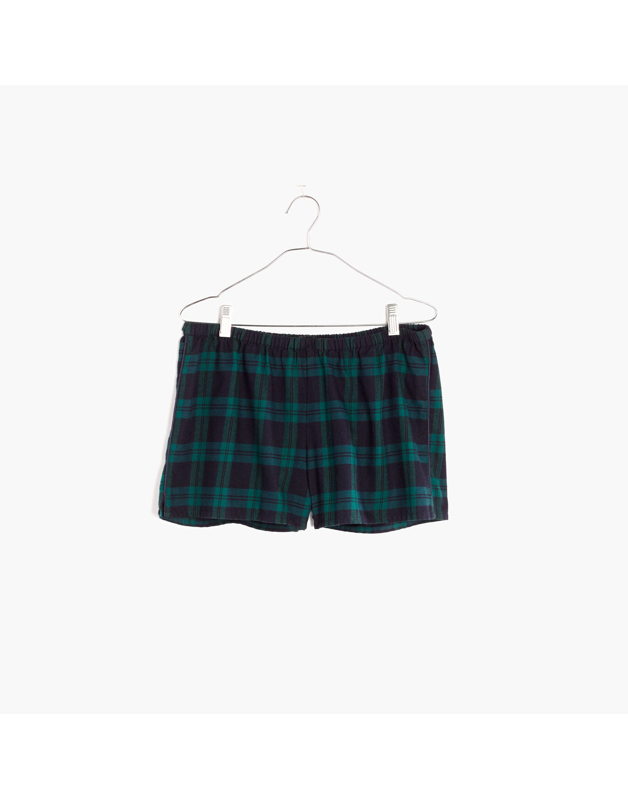 Flannel Bedtime Pajama Shorts in Dark Plaid