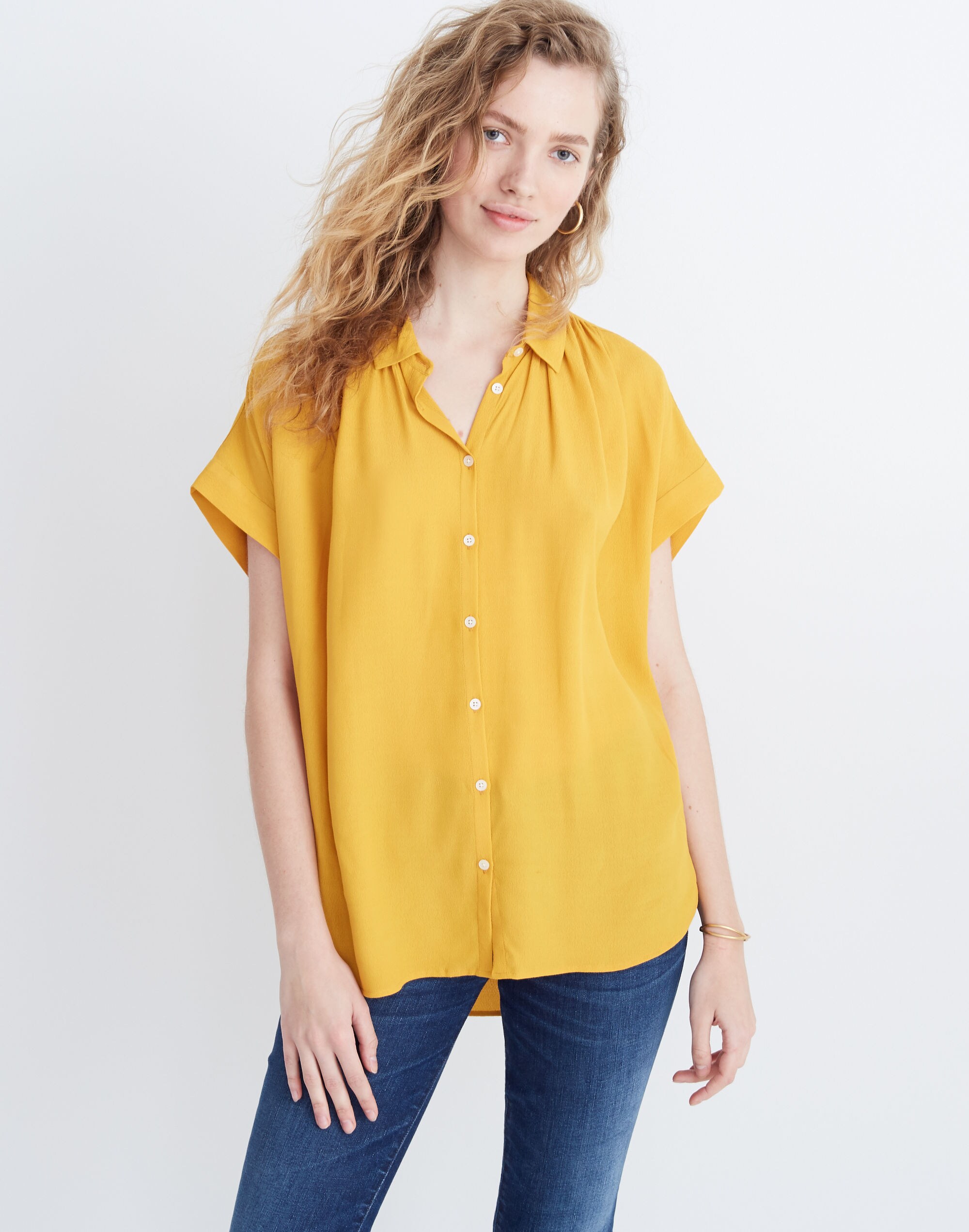 Chemise Femme Madewell 'Central Tie-Sleeve' En Coton - Taille S - Motif Windowpane Blanc - Manches Nouées - Neuve Avec étiquette