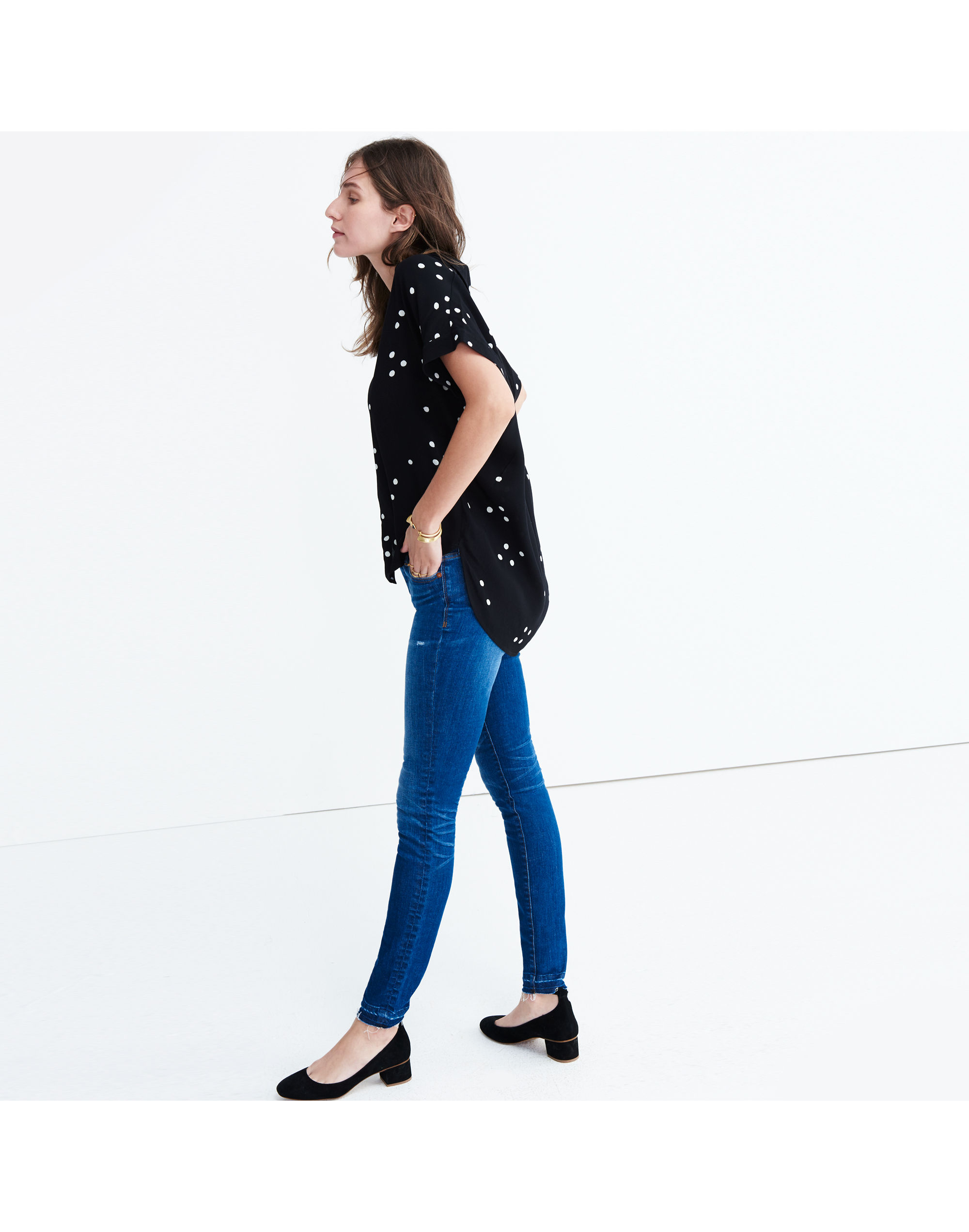 Central Drapey Shirt in Dot Toss
