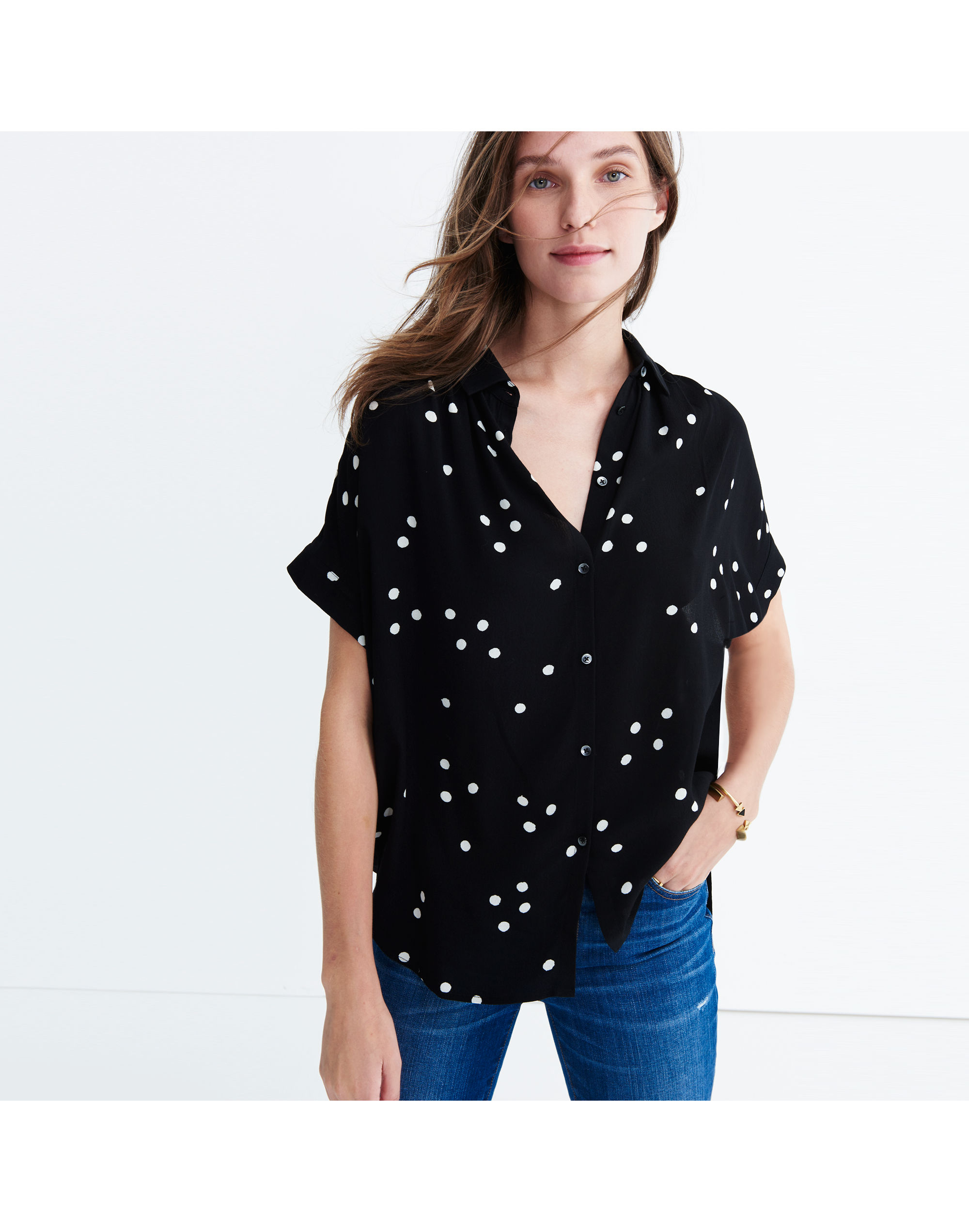 Central Drapey Shirt in Dot Toss