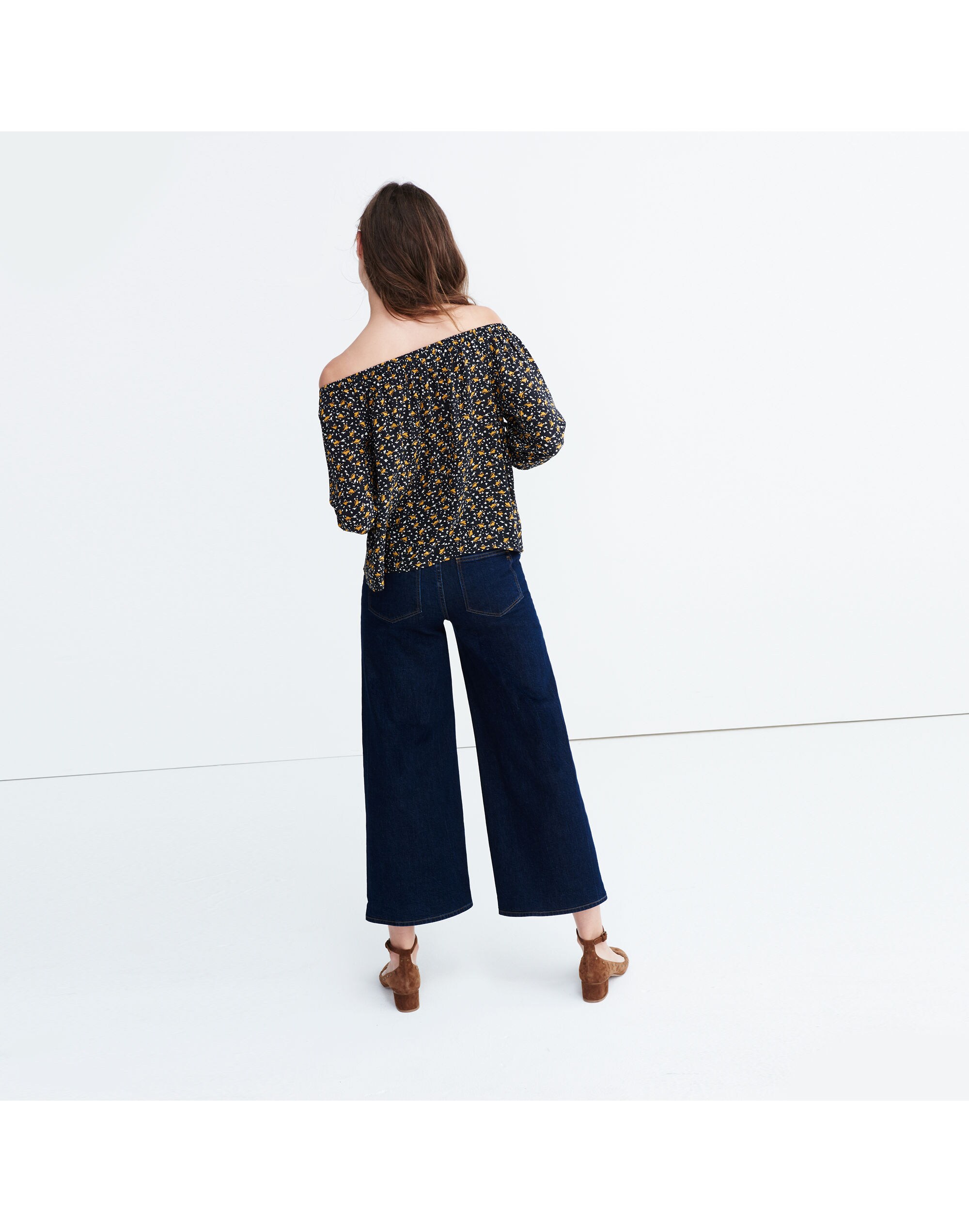 Silk Off-the-Shoulder Top in Falling Leaves