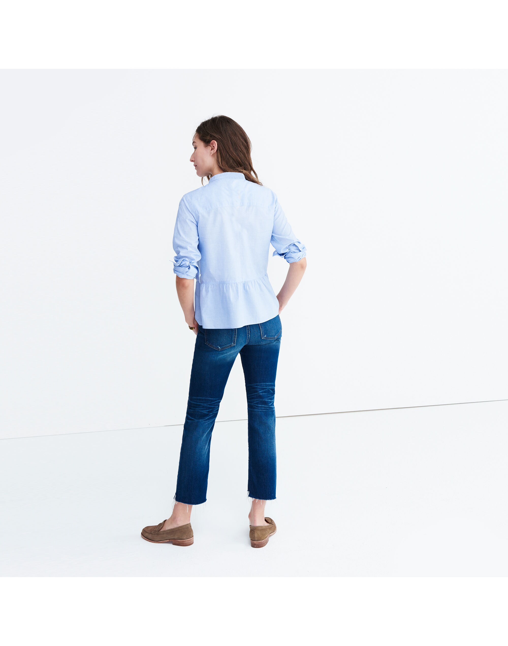 Lakeside Peplum Shirt in Waterfall Blue