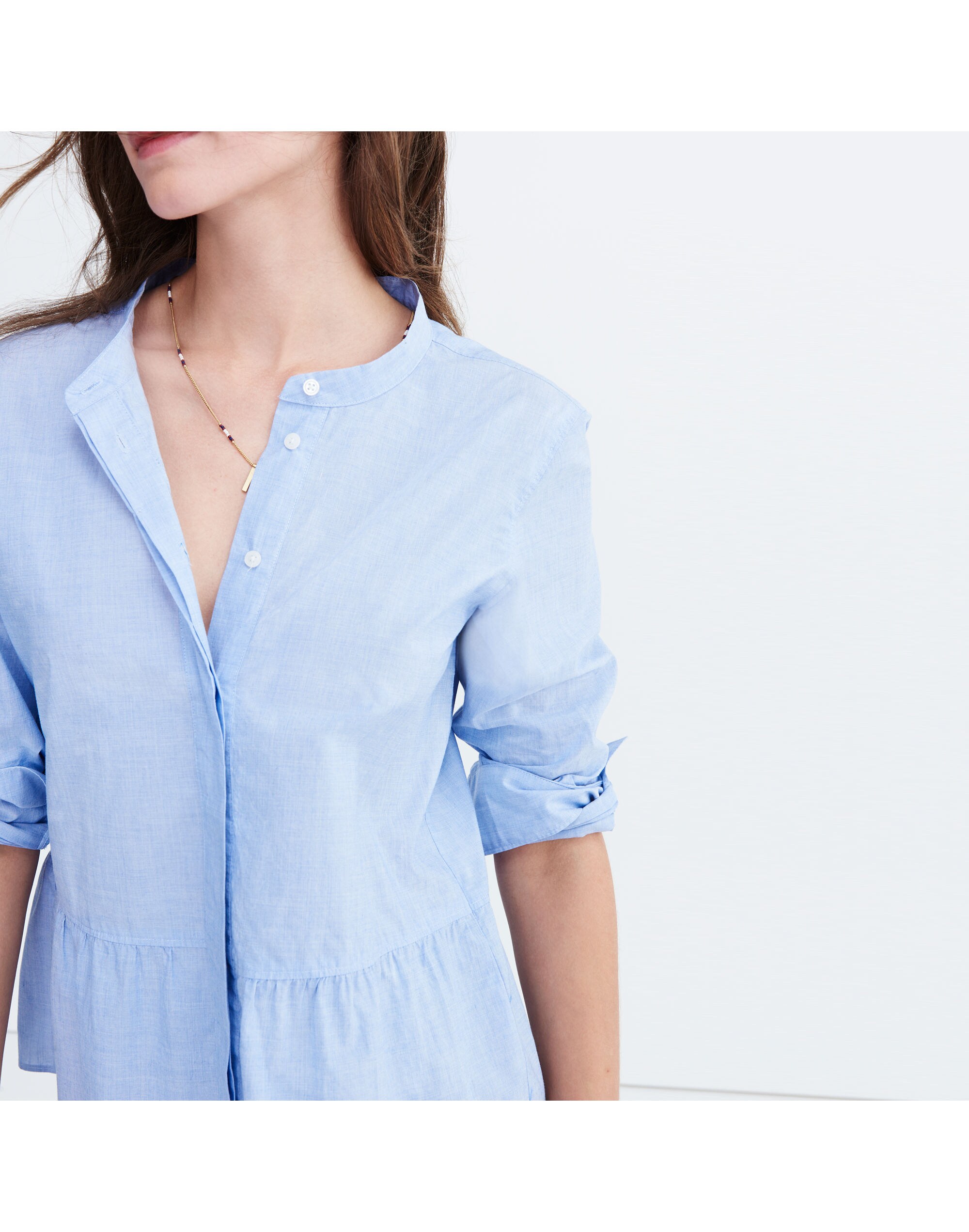 Lakeside Peplum Shirt in Waterfall Blue