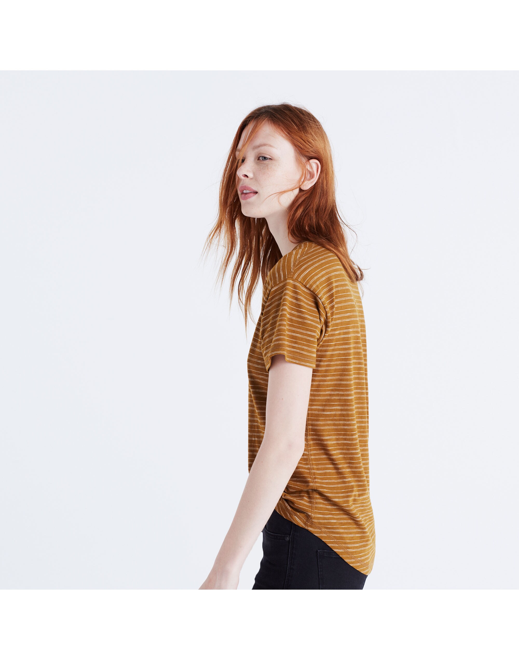 Whisper Cotton Crewneck Tee in Larke Stripe