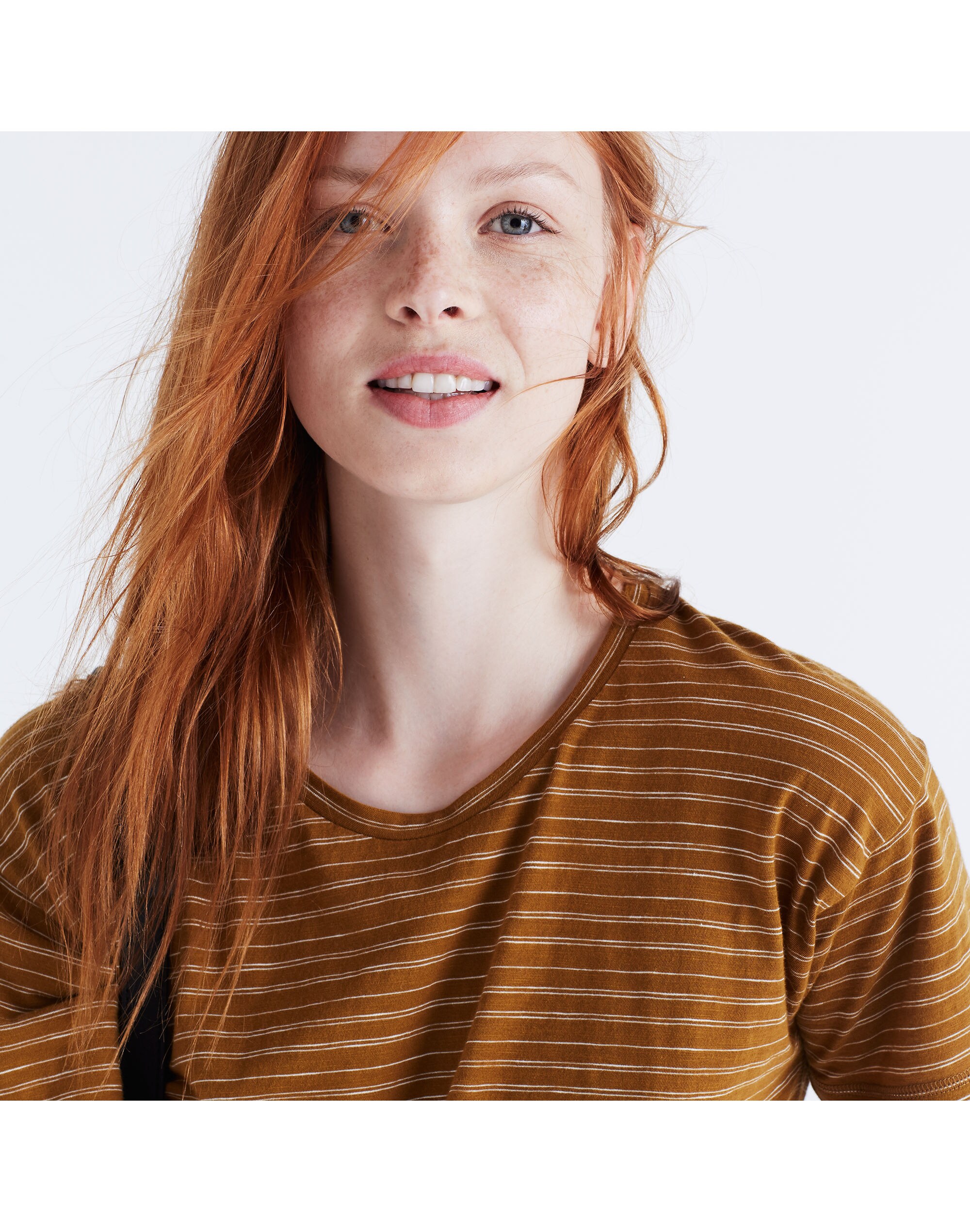 Whisper Cotton Crewneck Tee in Larke Stripe