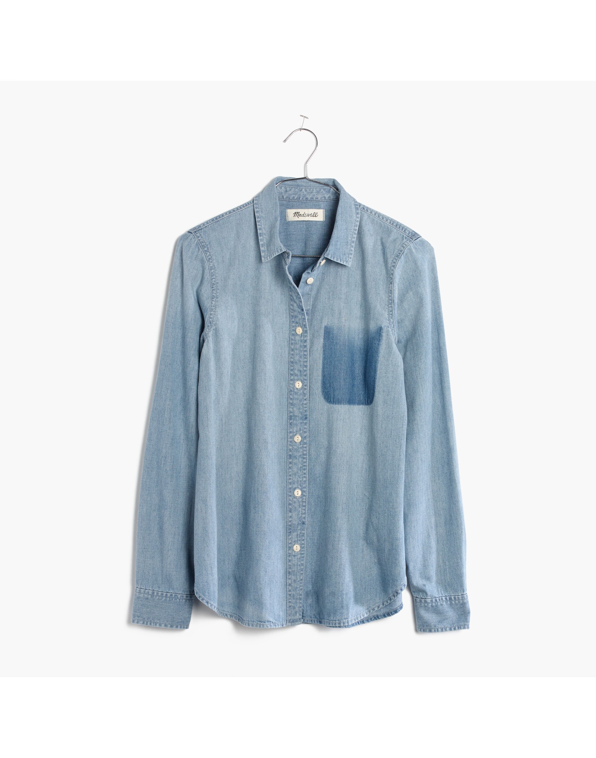 Denim Shrunken Ex-Boyfriend Shirt: Shadow-Pocket Edition