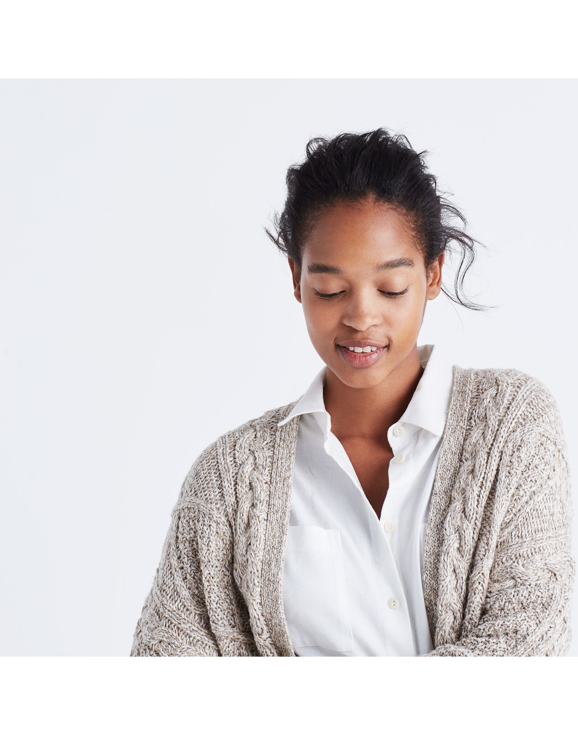 Cableknit Cardigan Sweater