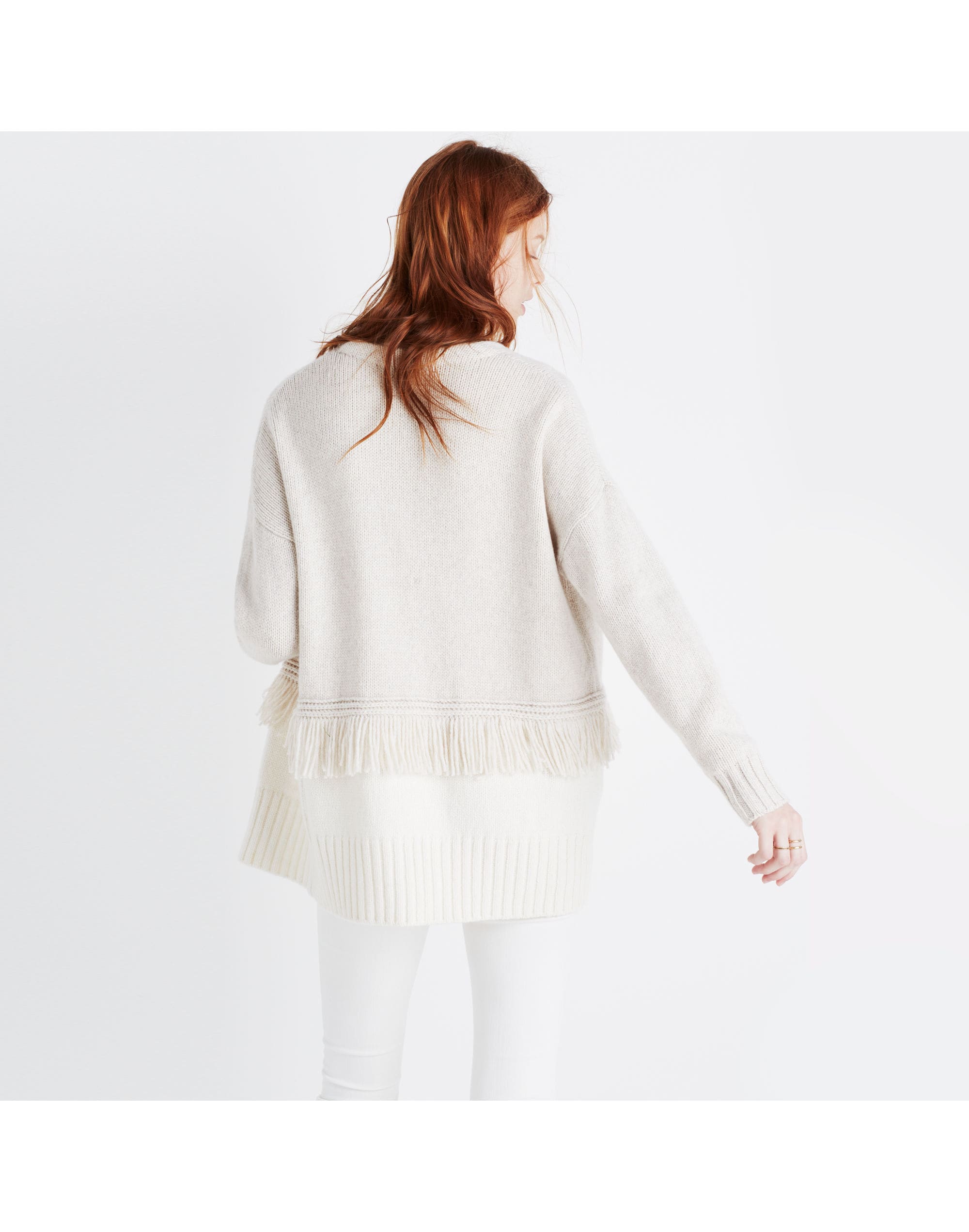 Colorblock Fringe Cardigan Sweater