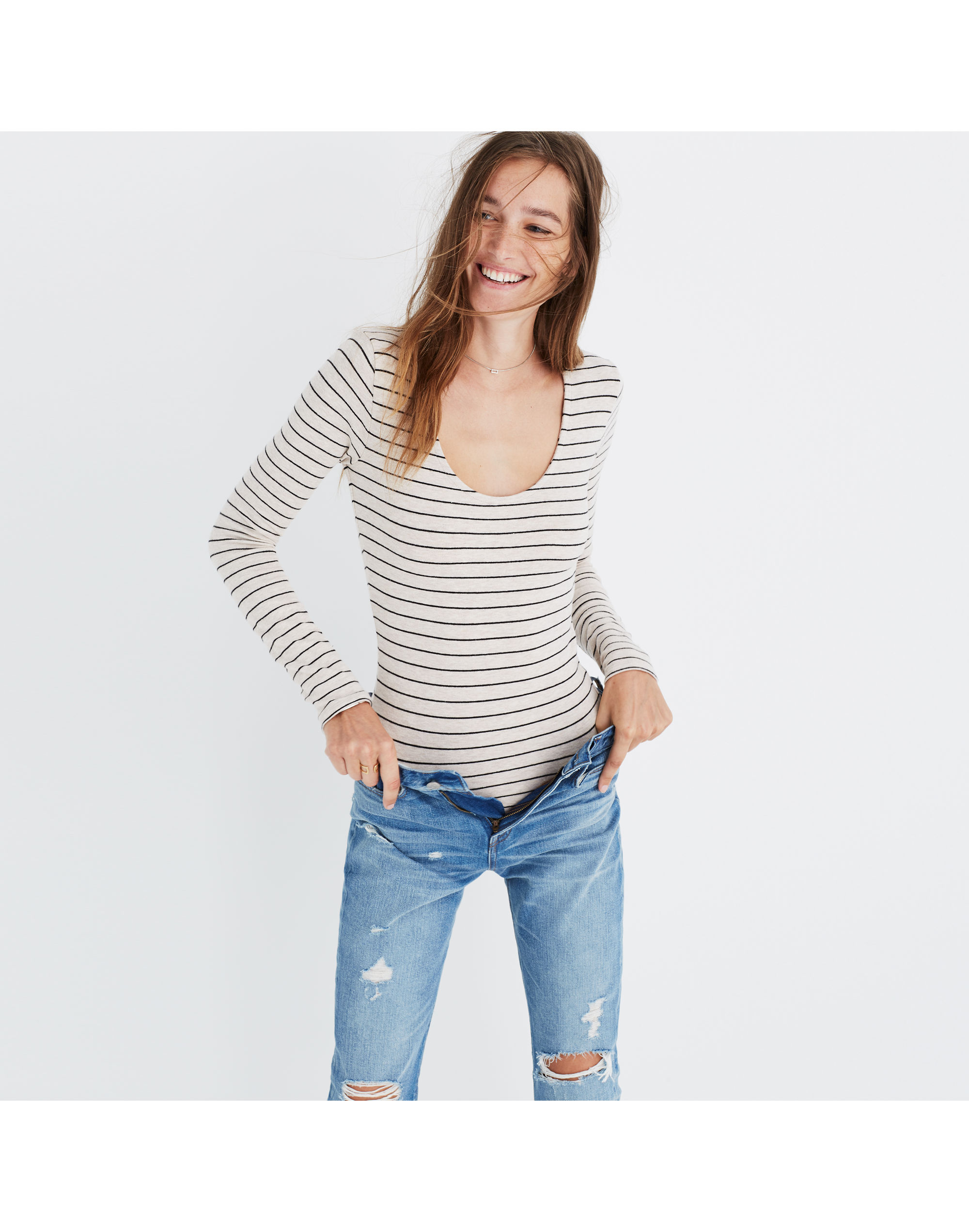 song scoop bodysuit in pierre stripe