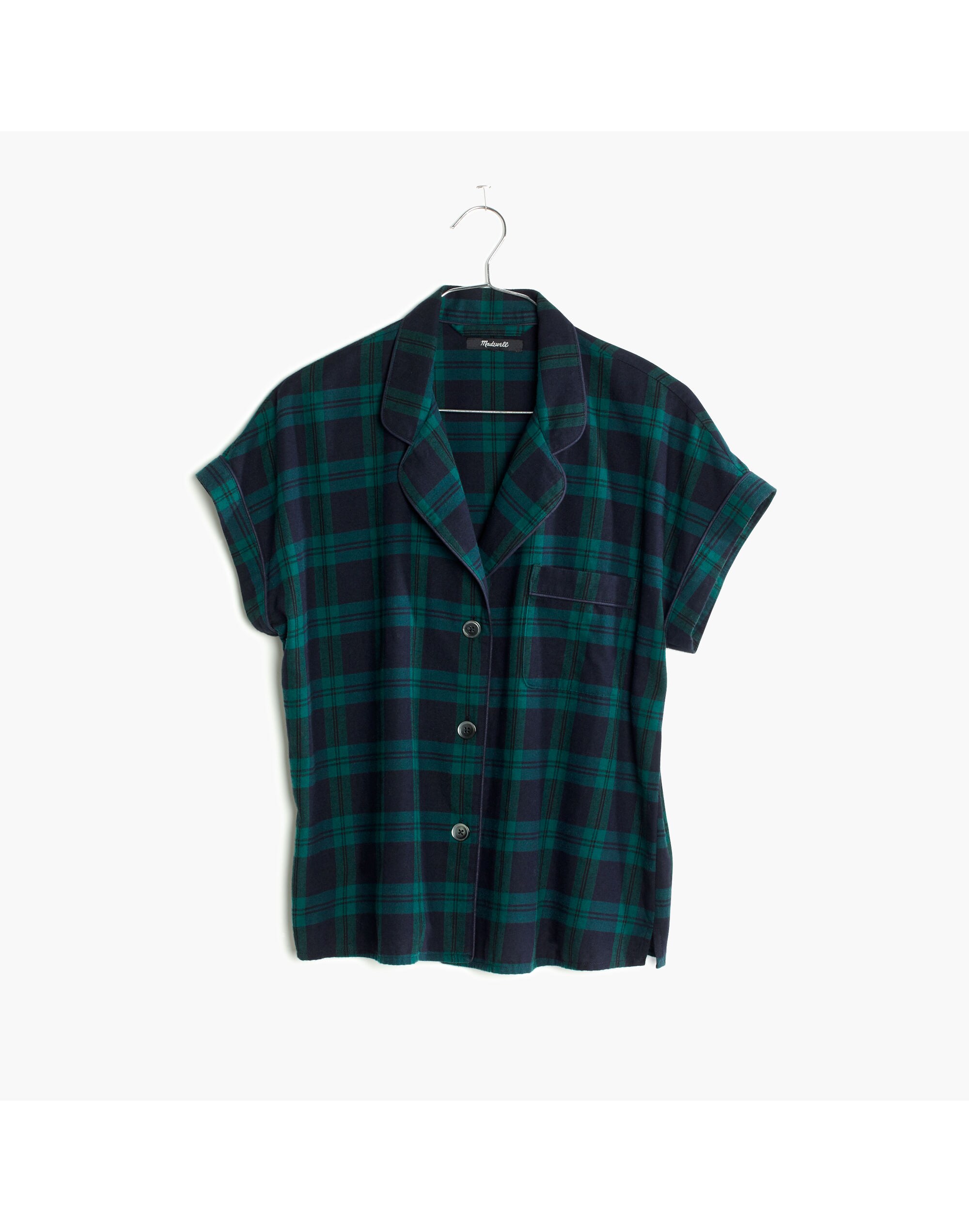 Flannel Bedtime Pajama Top in Dark Plaid