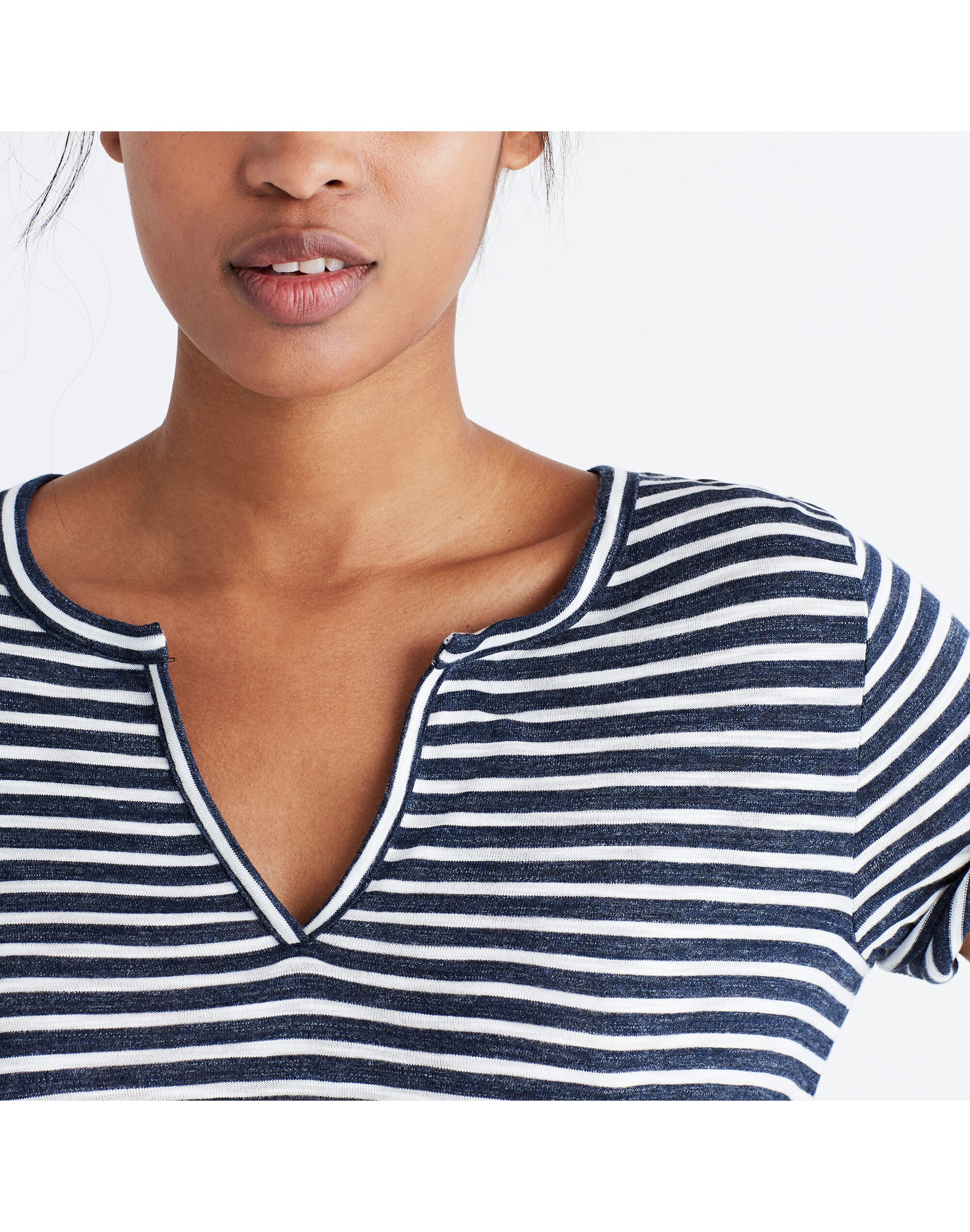 Anthem Split-Neck Tee in Adriatic Stripe
