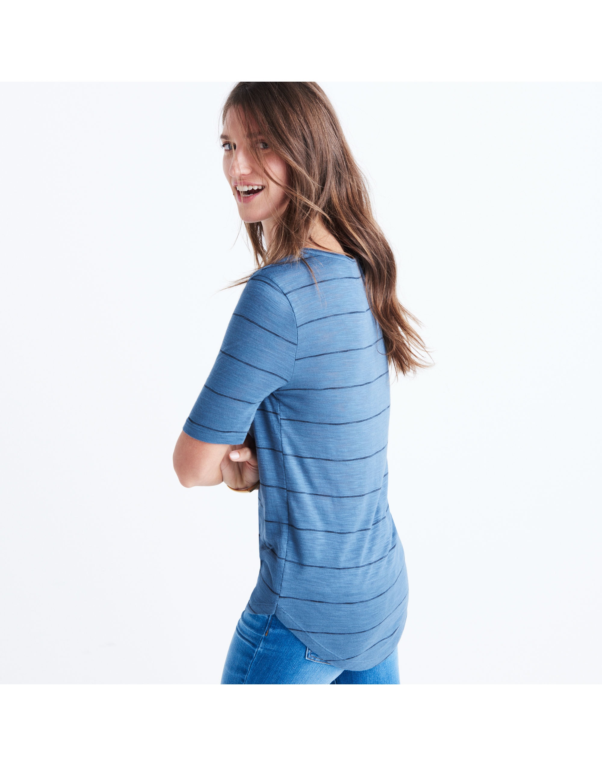Anthem Split-Neck Tee in Kimball Stripe