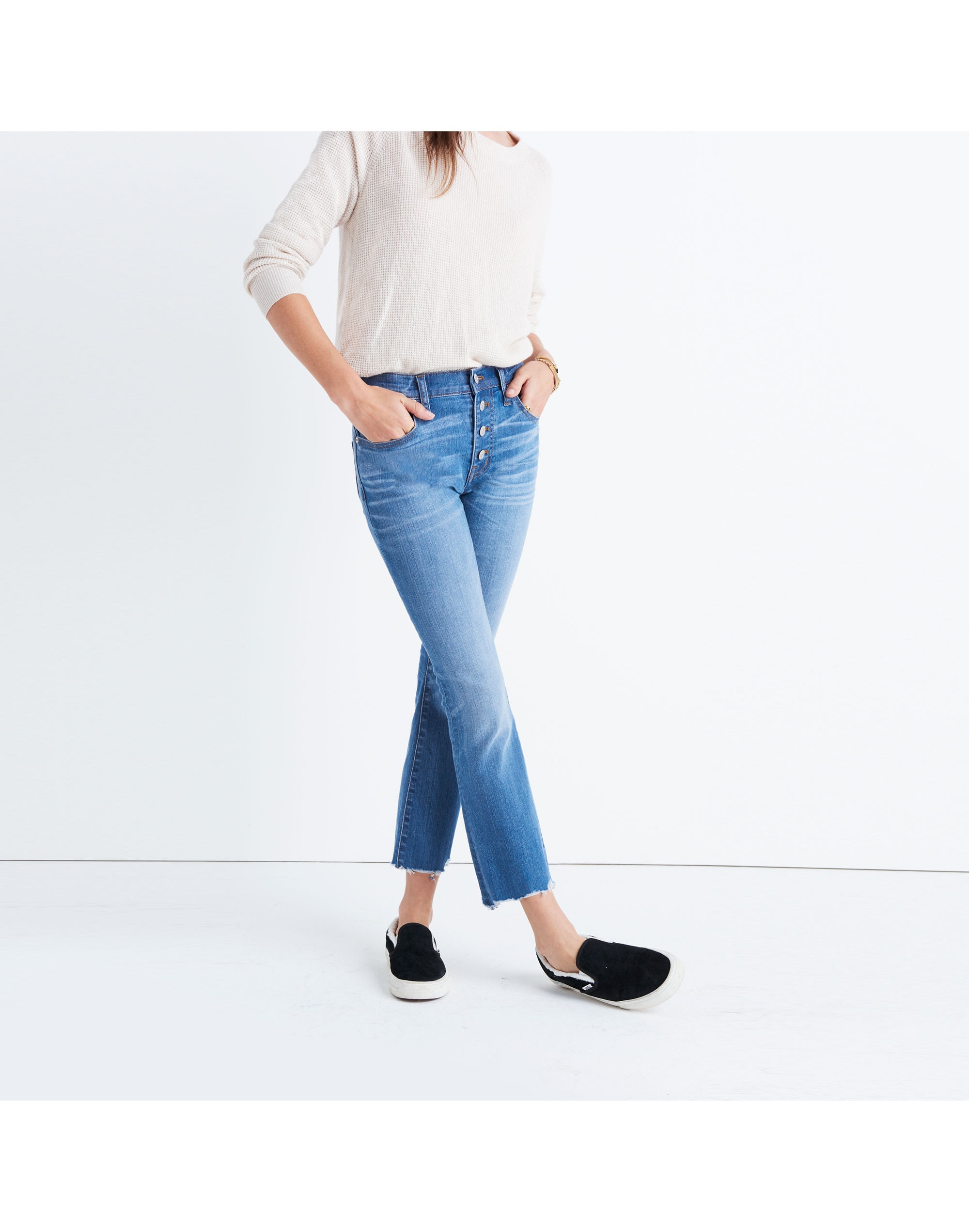 Cali Demi-Boot Jeans: Chewed-Hem Edition