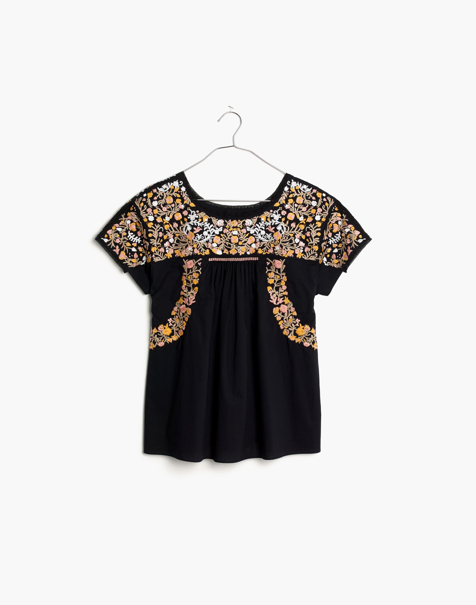 Embroidered Springtime Top in True Black