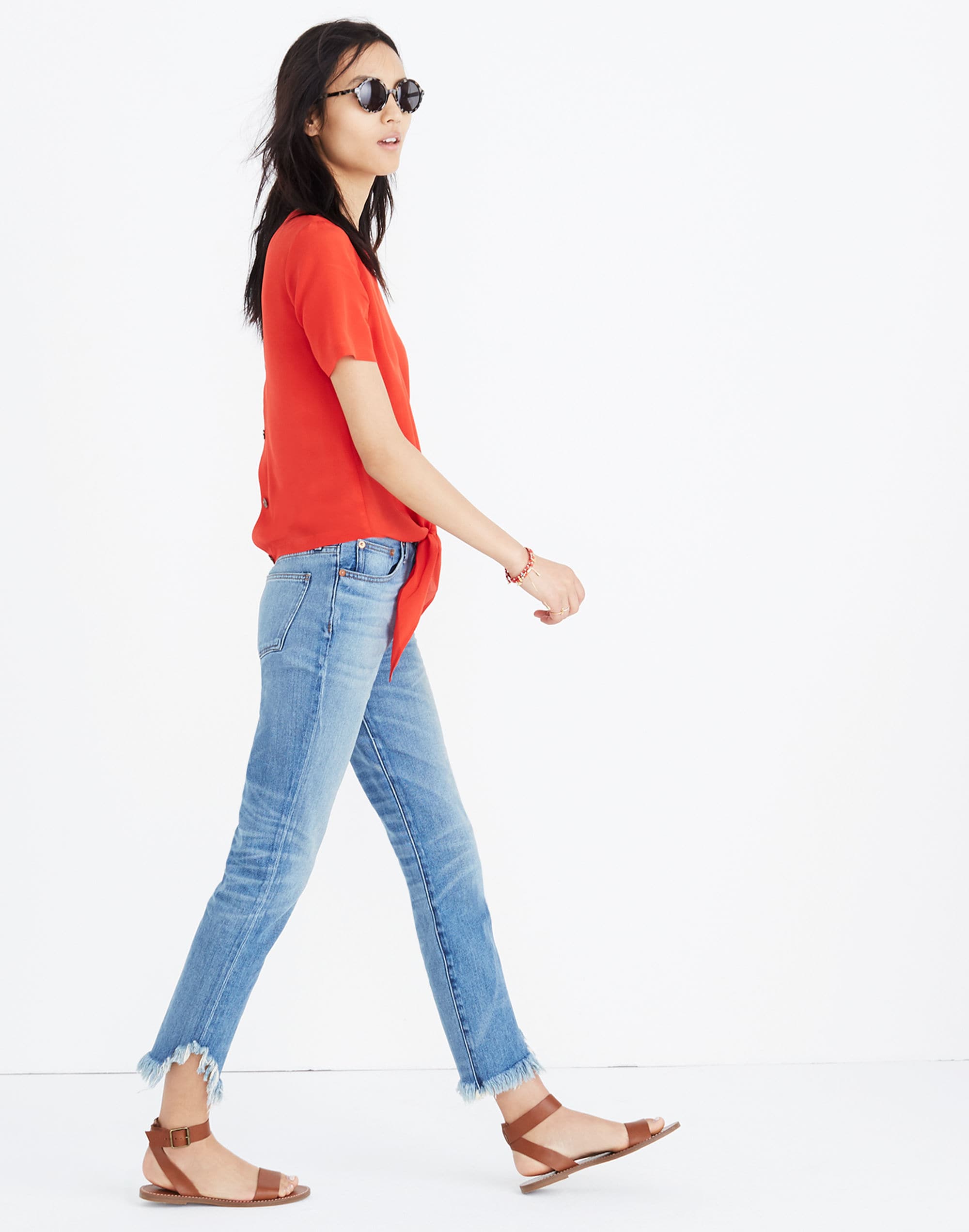 Silk Button-Back Tie Tee