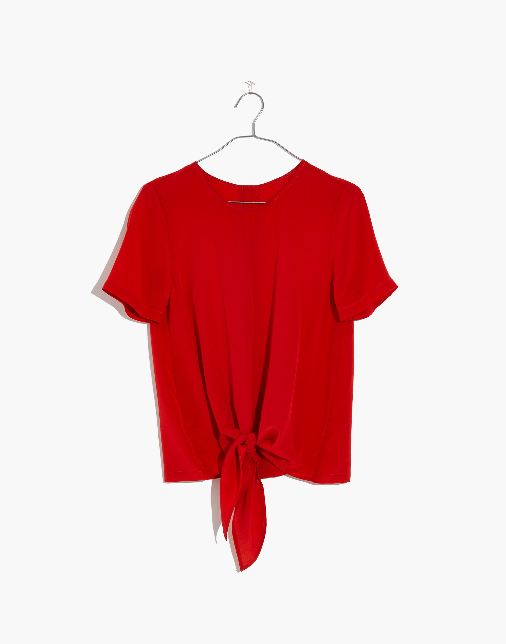 Silk Button-Back Tie Tee