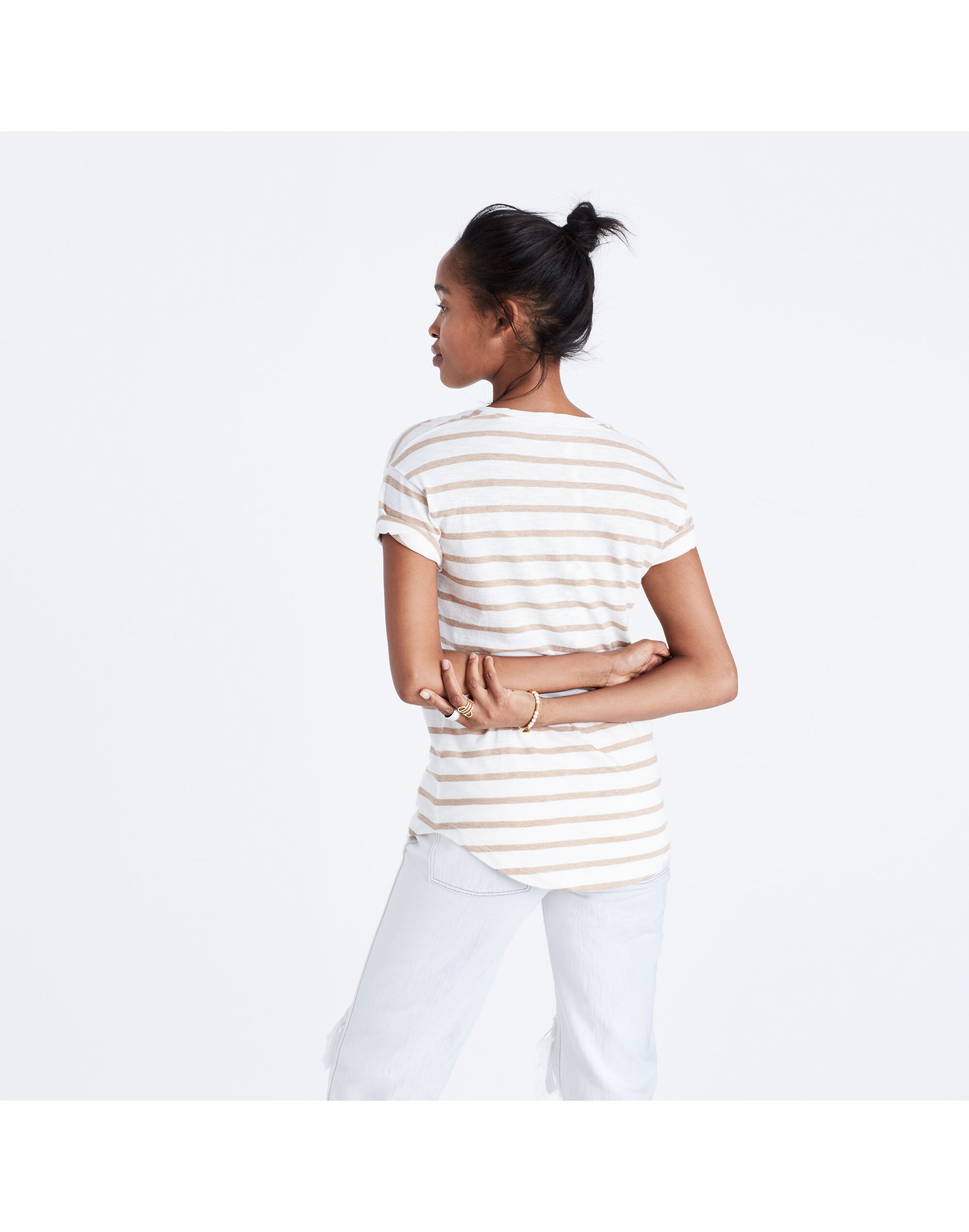 Whisper Cotton Crewneck Tee in Andy Stripe