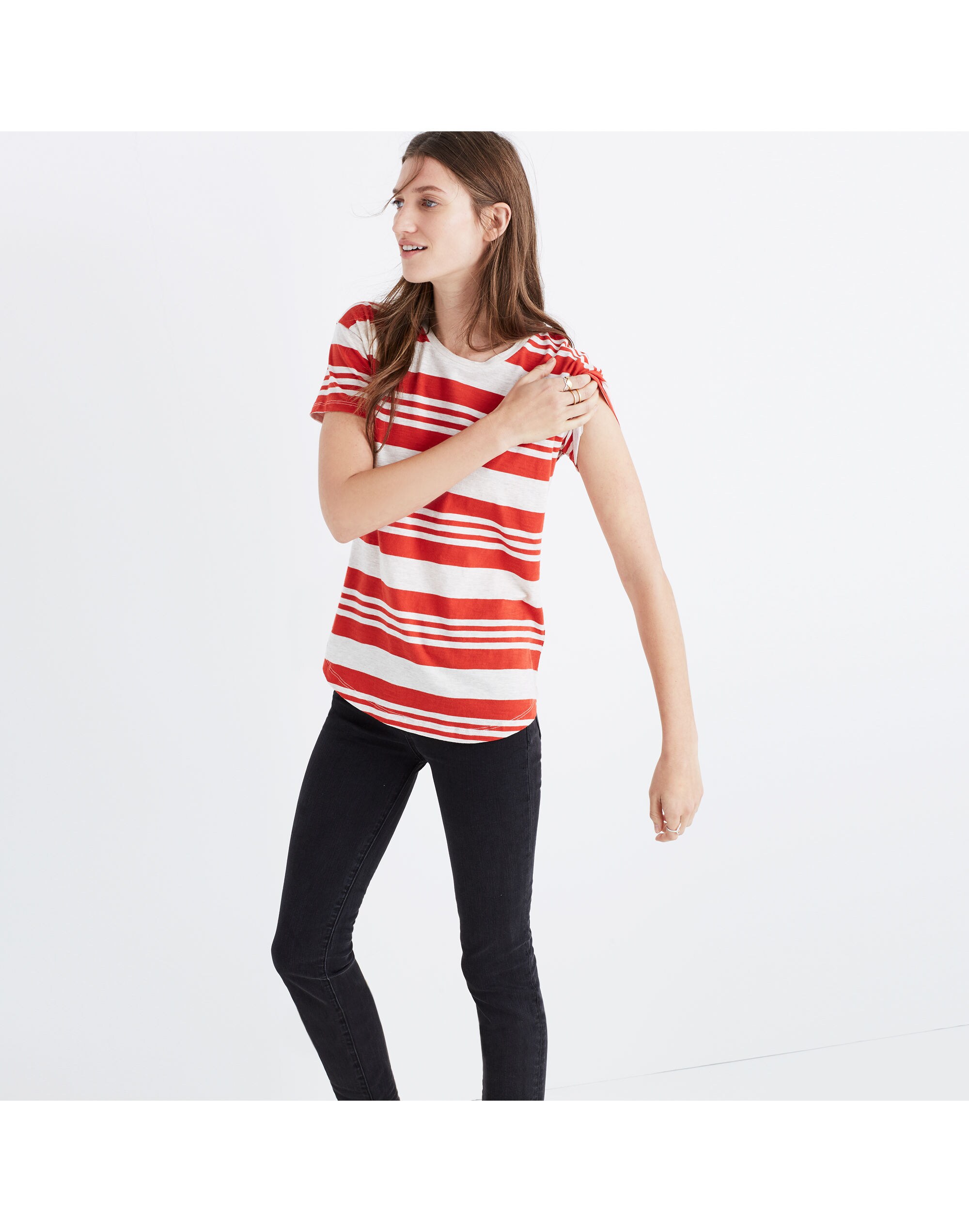 Whisper Cotton Crewneck Tee in Rampling Stripe