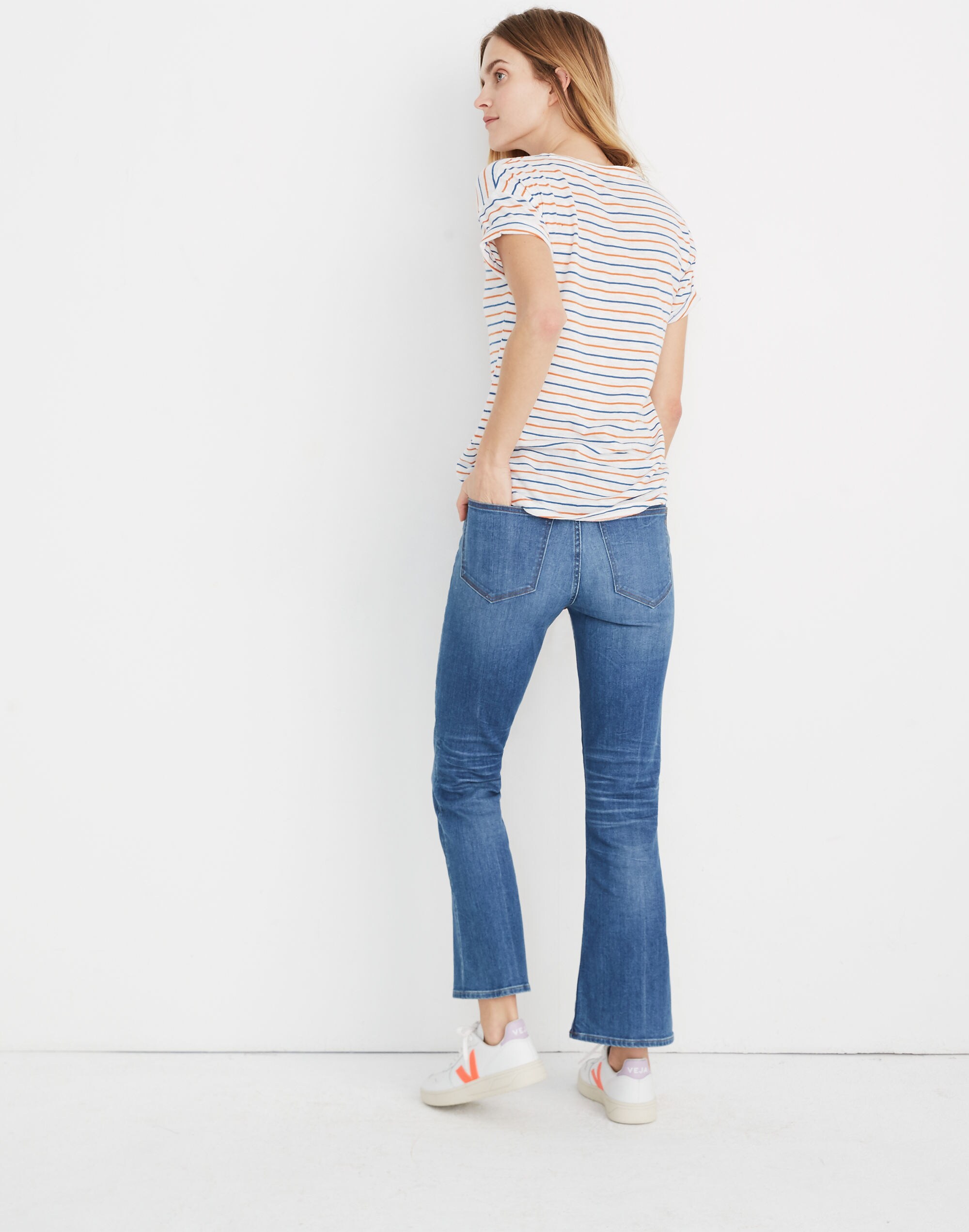 Whisper Cotton Crewneck Tee in Brion Stripe in null image 3