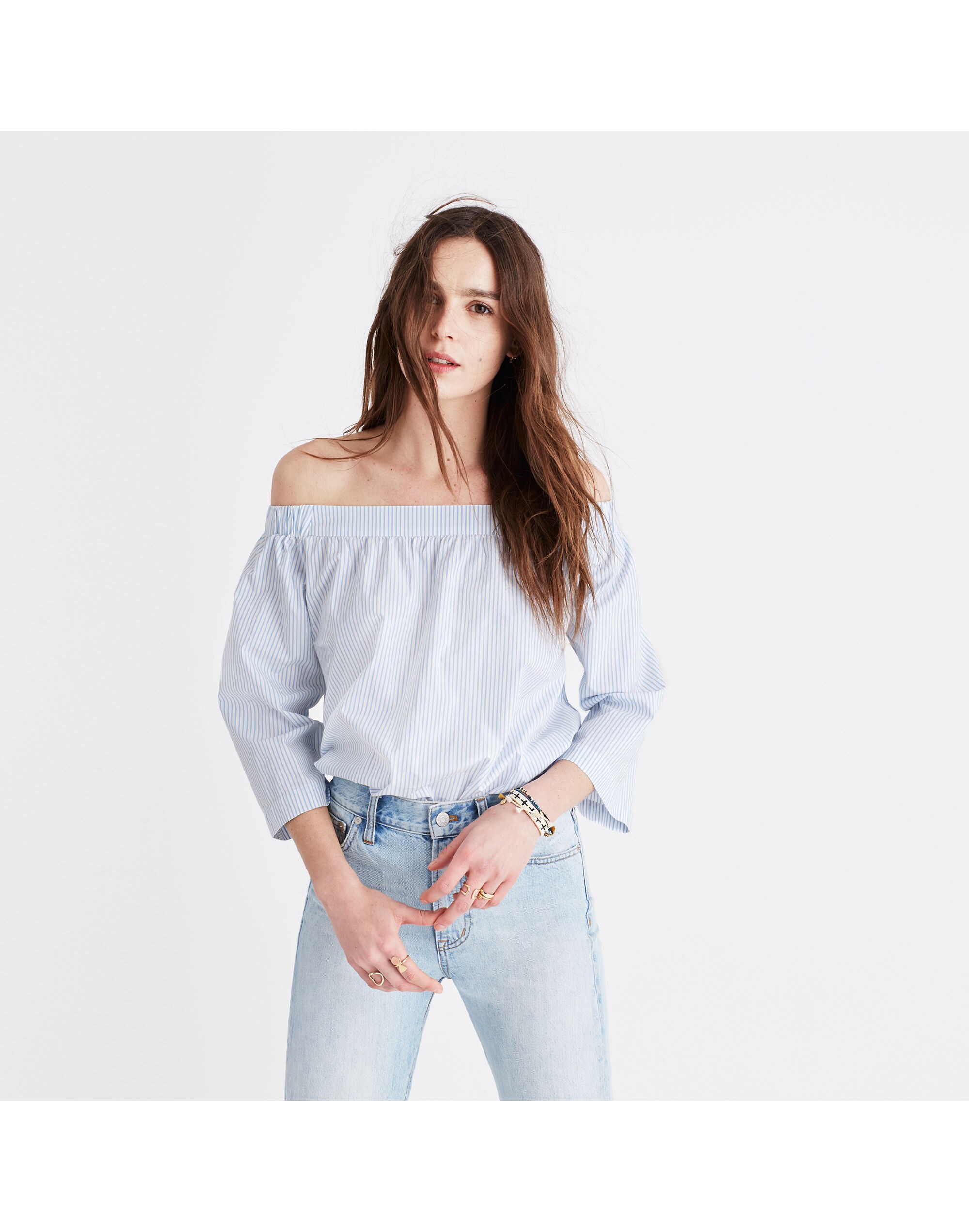 Clean Off-the-Shoulder Top in Stripe