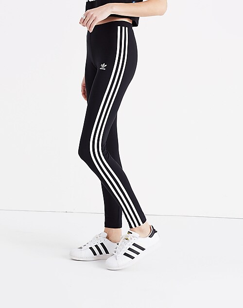 Adidas Women's 7/8 3 Stripe High Waist Active Tight Leggings, Black/White  Small 