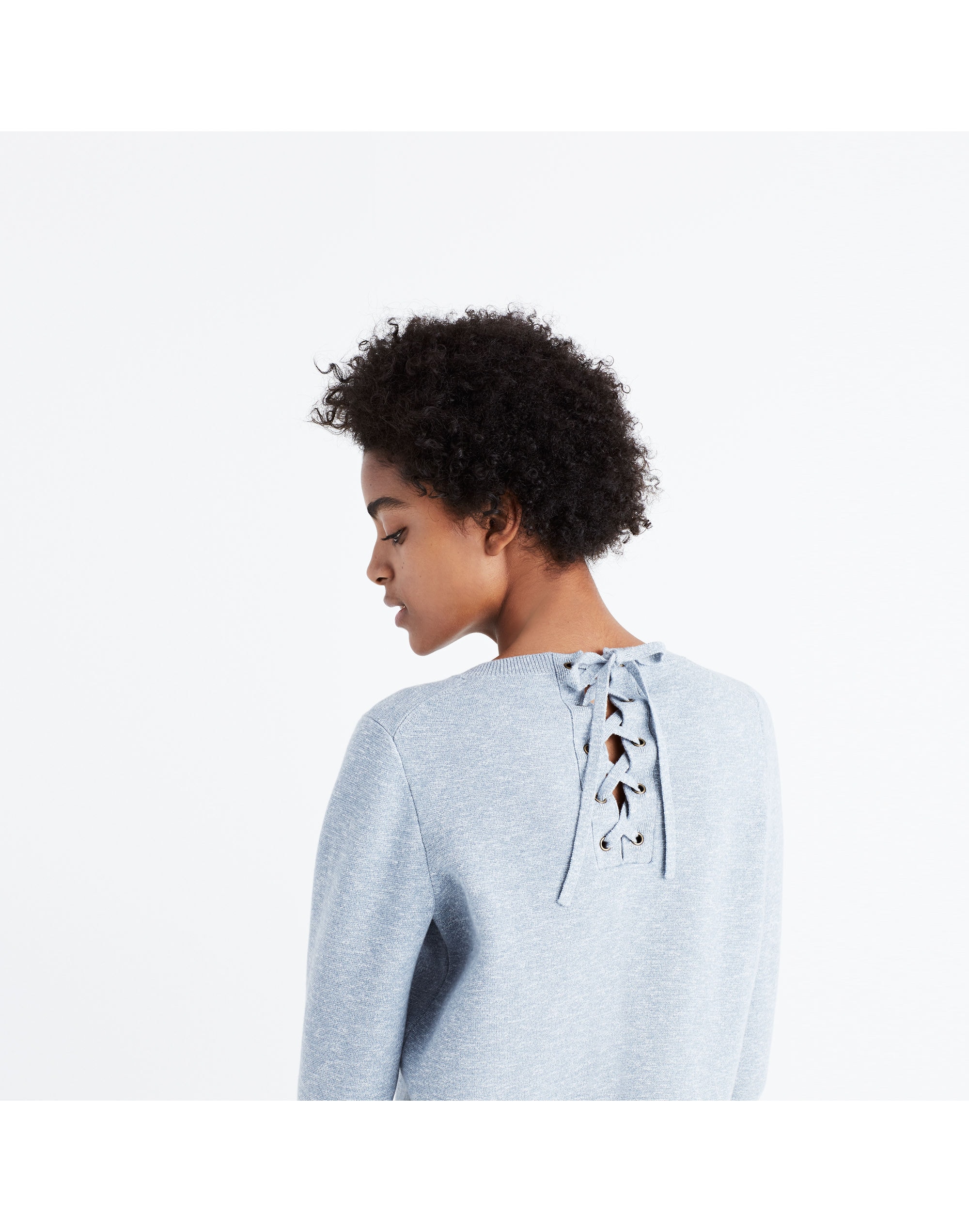 Laced-Back Pullover Sweater