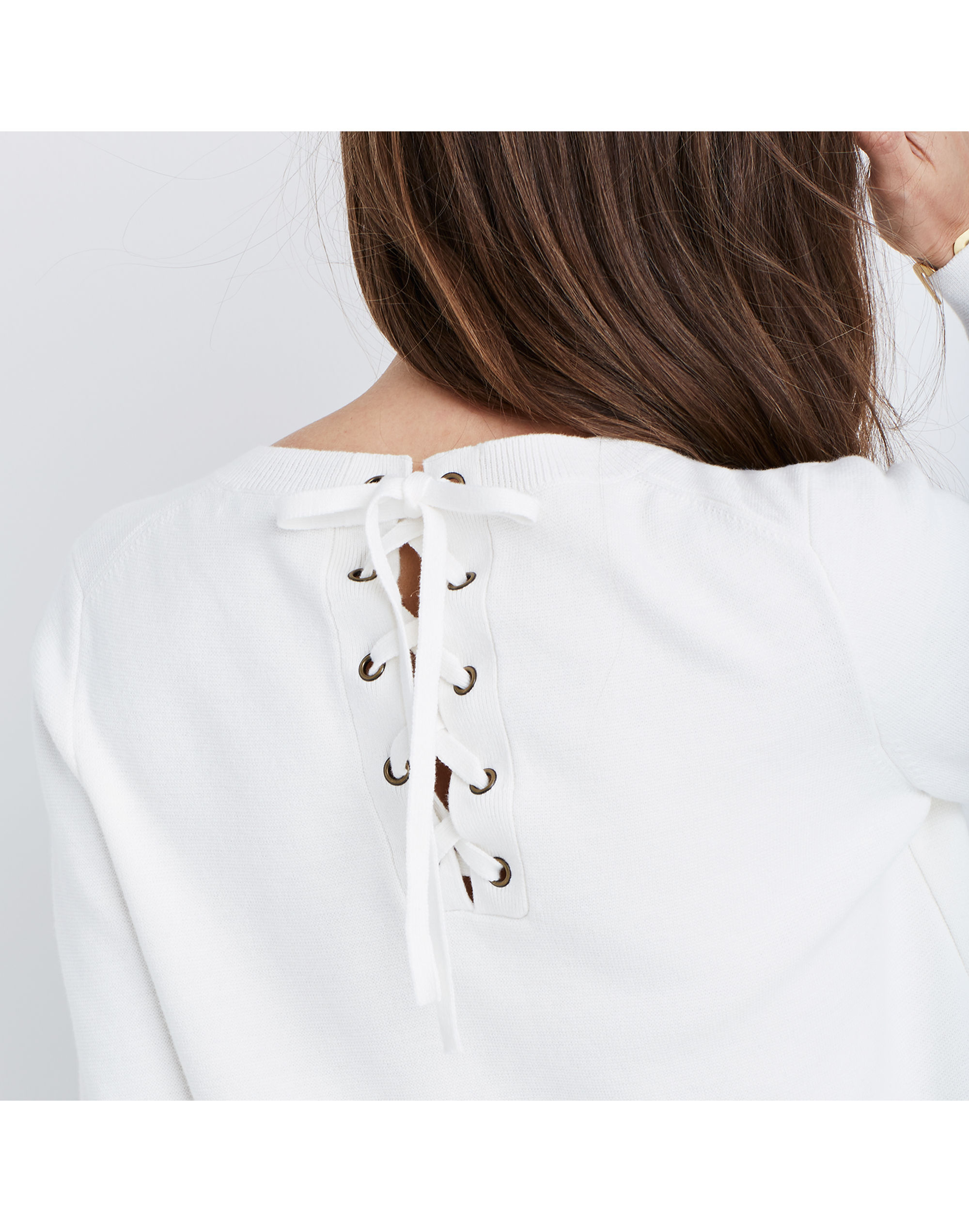 Laced-Back Pullover Sweater
