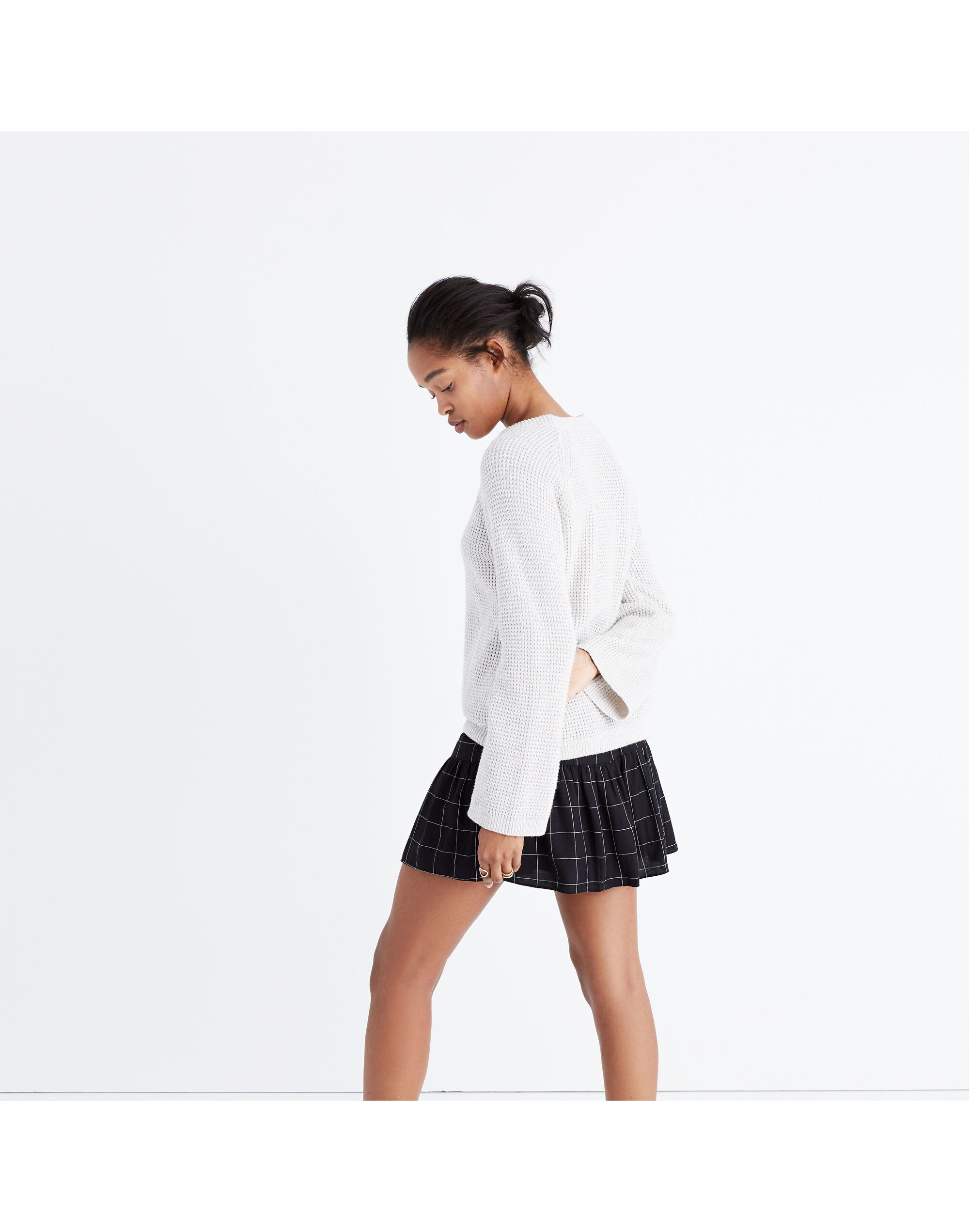 Wafflestitch Drawstring Sweater