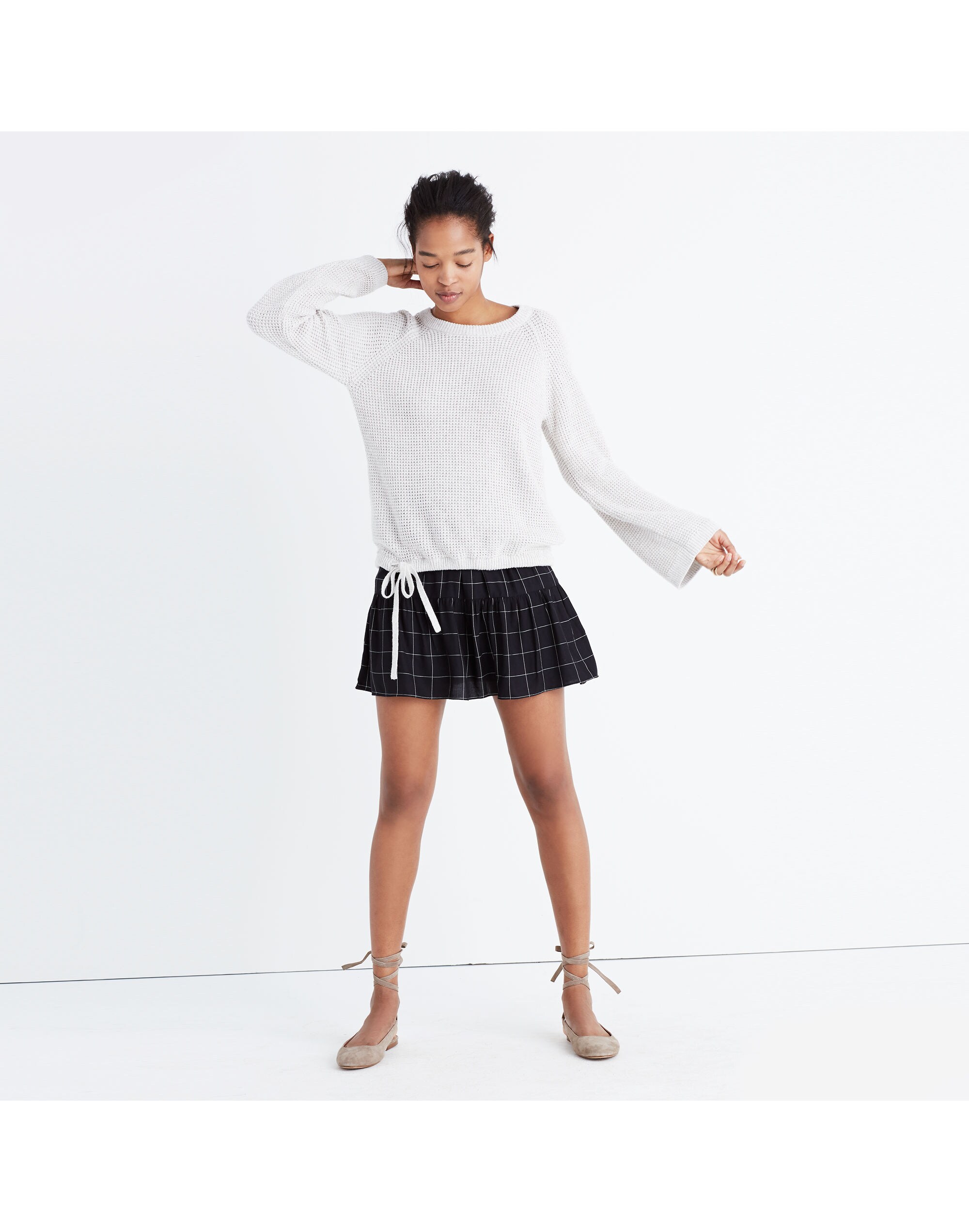 Wafflestitch Drawstring Sweater