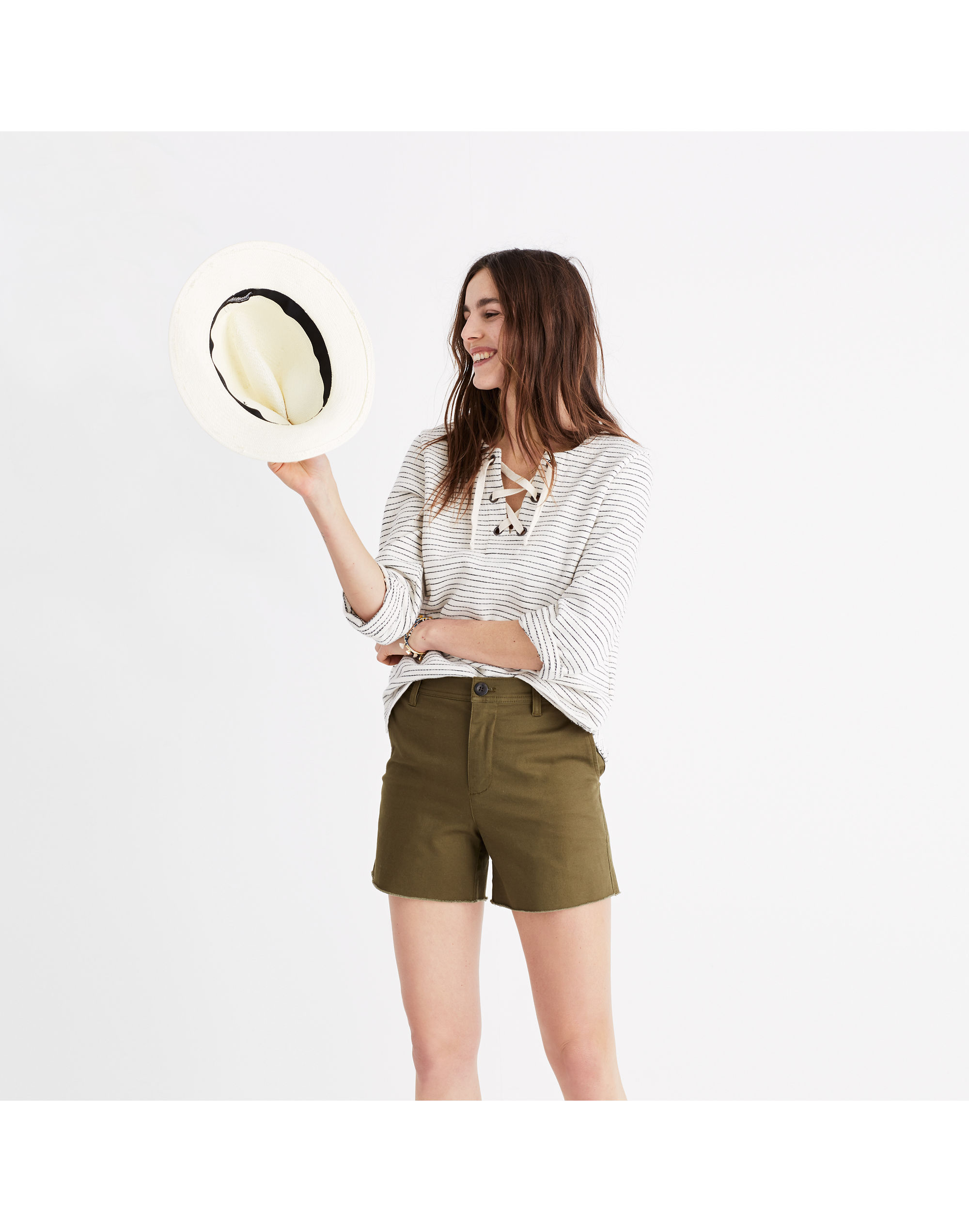 high-rise twill shorts