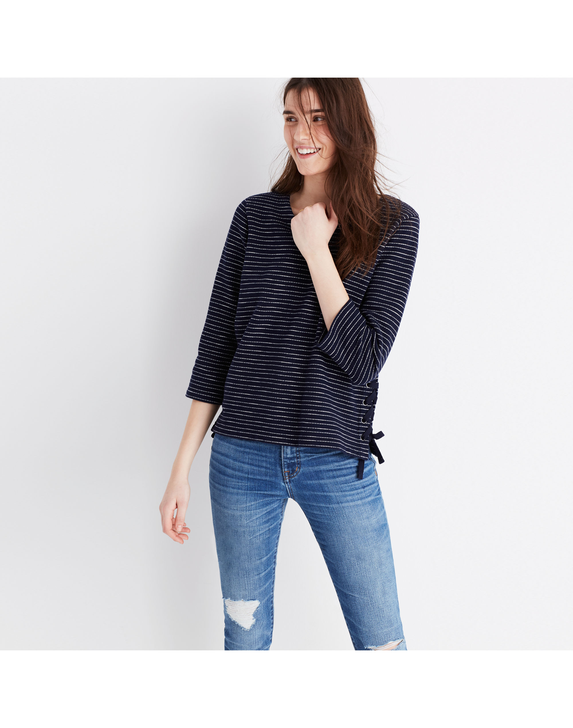 Striped Side-Lace Top