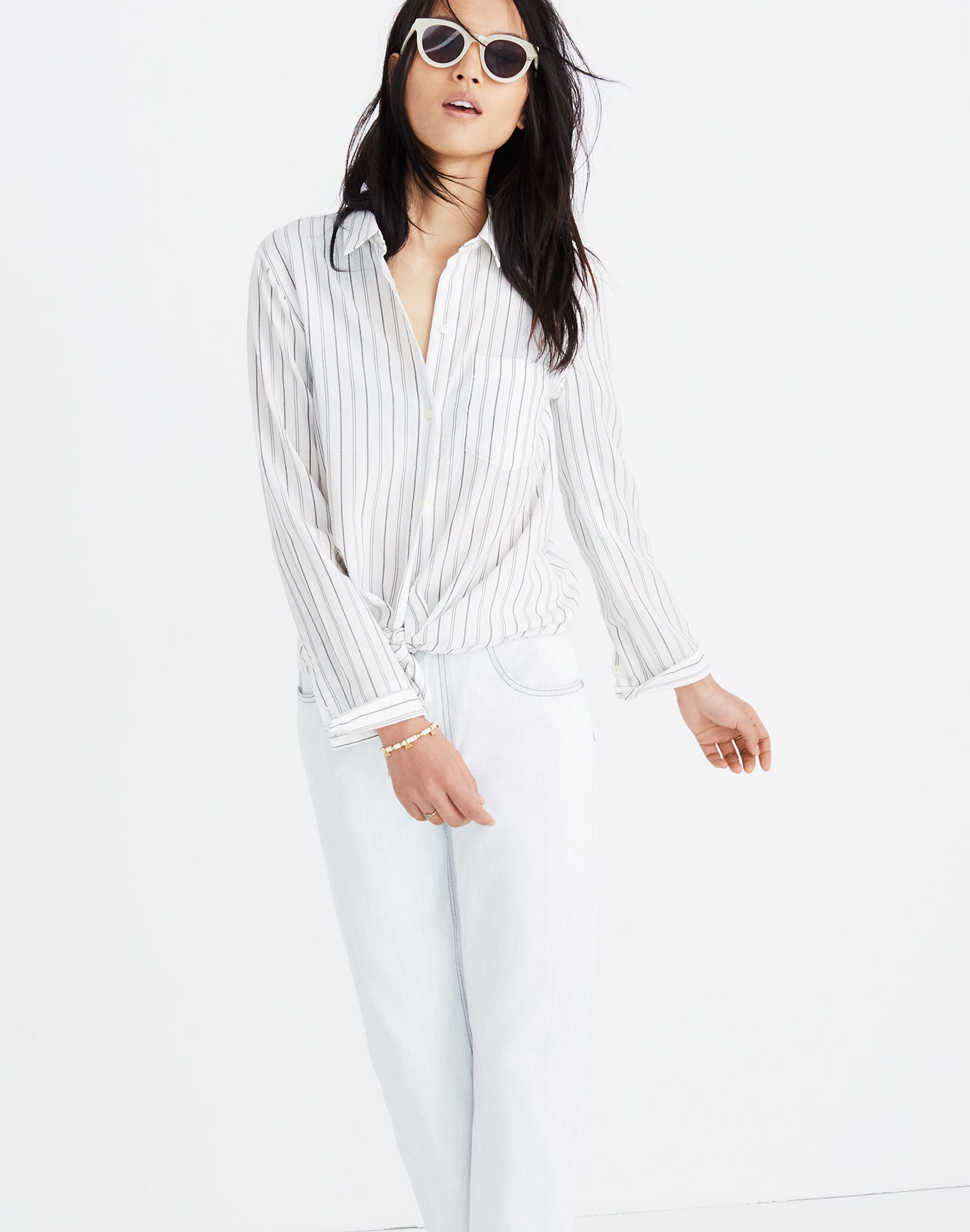 Tie-Front Shirt in Darcy Stripe