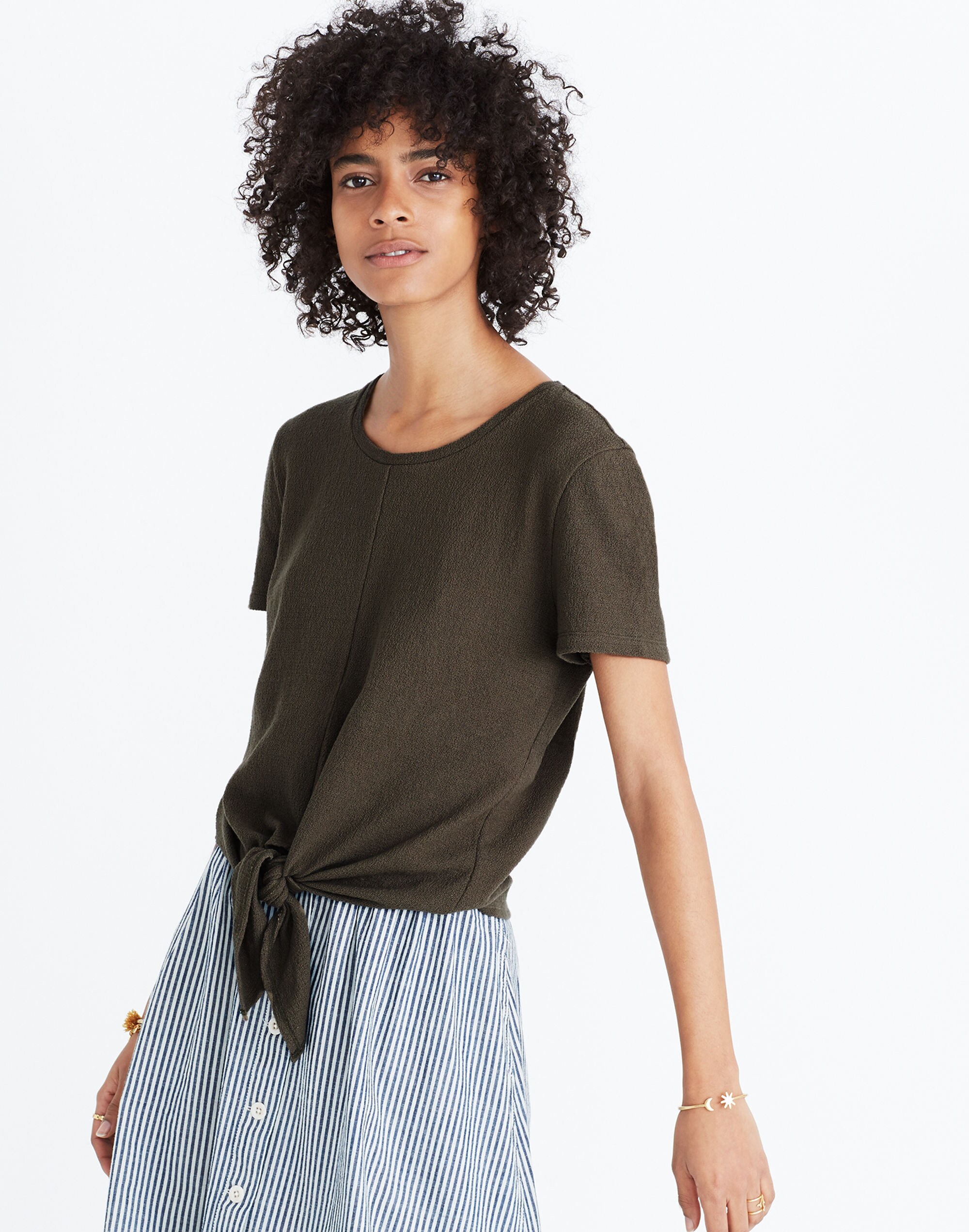 Texture &amp; Thread Modern Tie-Front Top