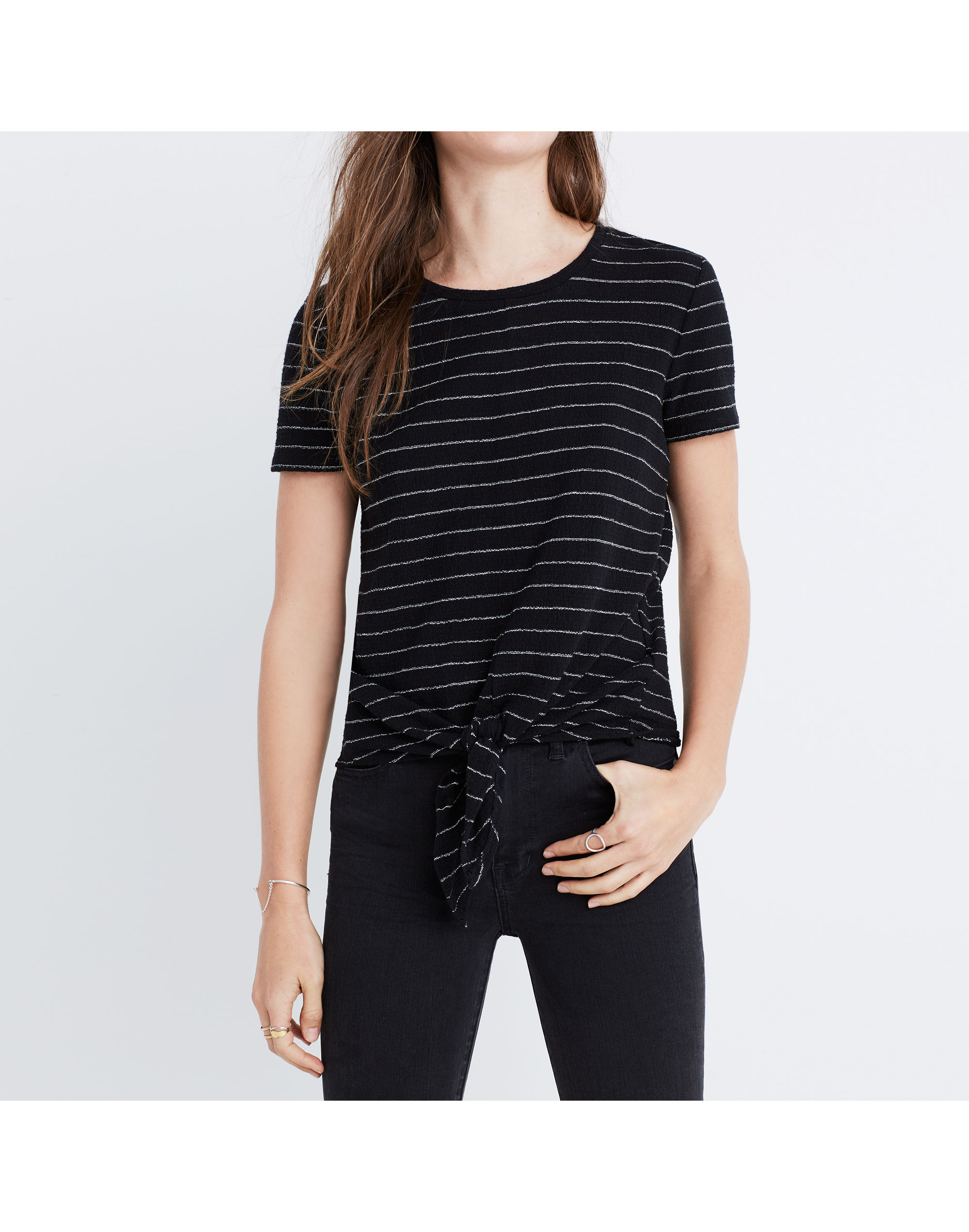 Modern Tie-Front Top in Stripe