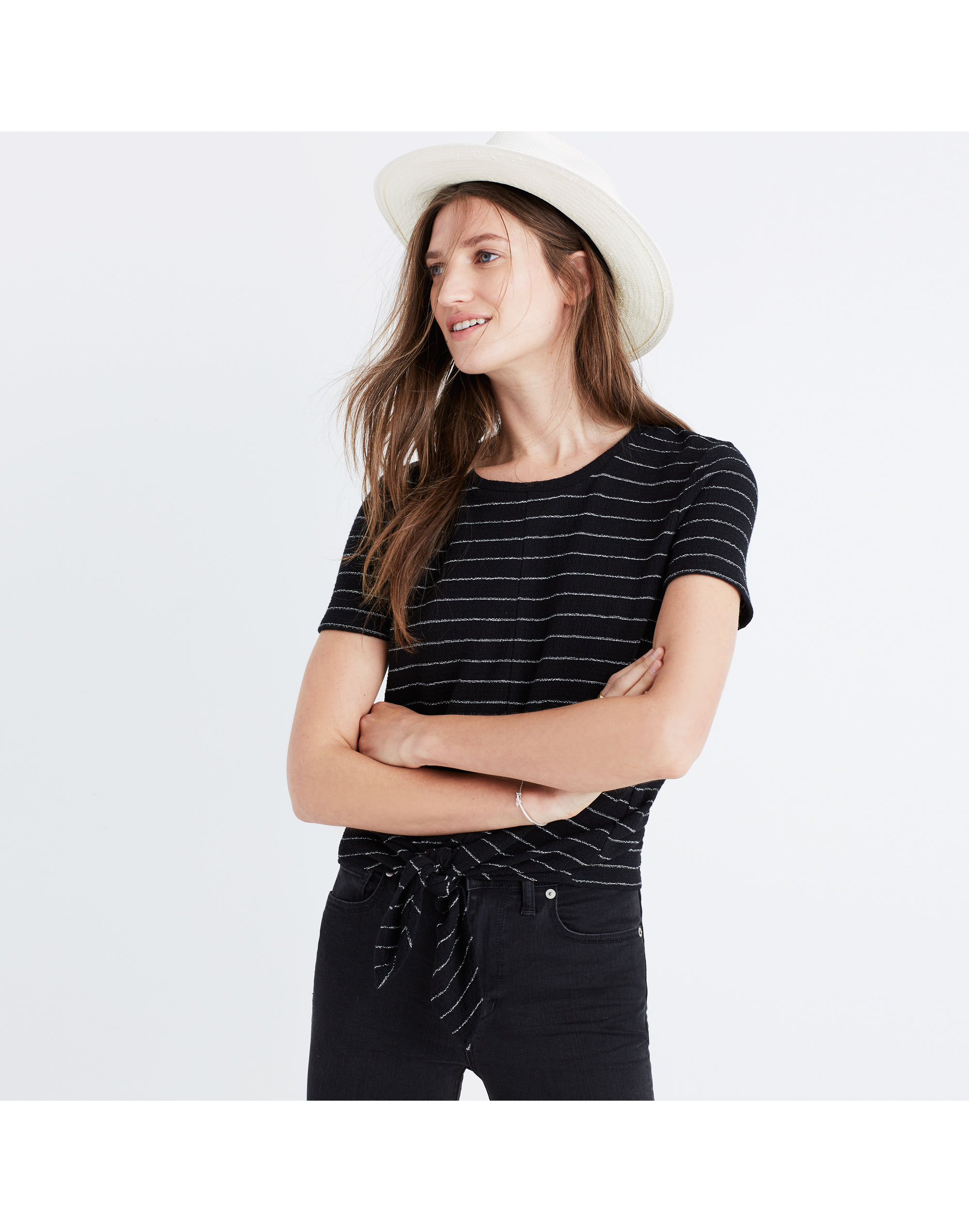 Modern Tie-Front Top in Stripe