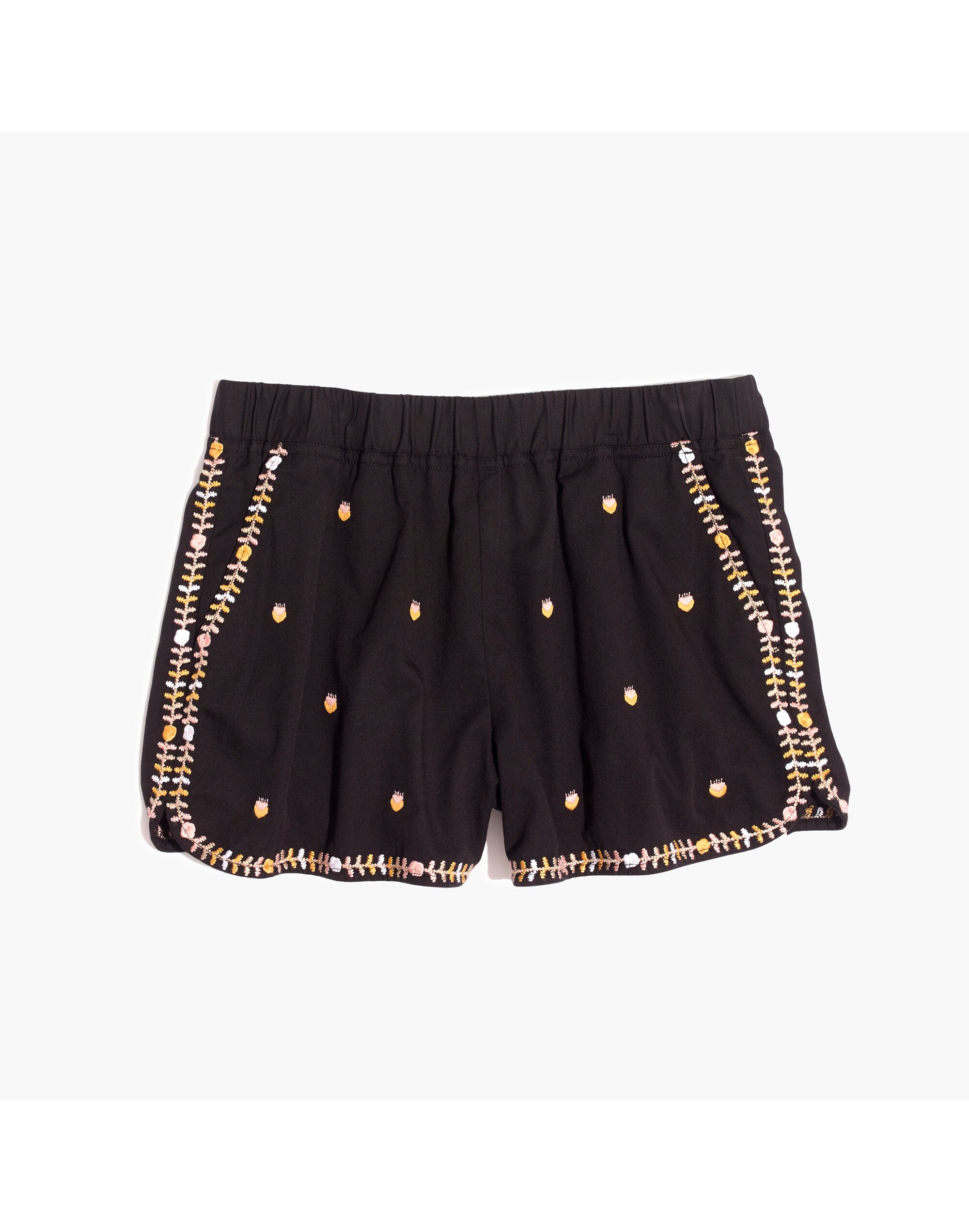 Embroidered Springtime Pull-On Shorts