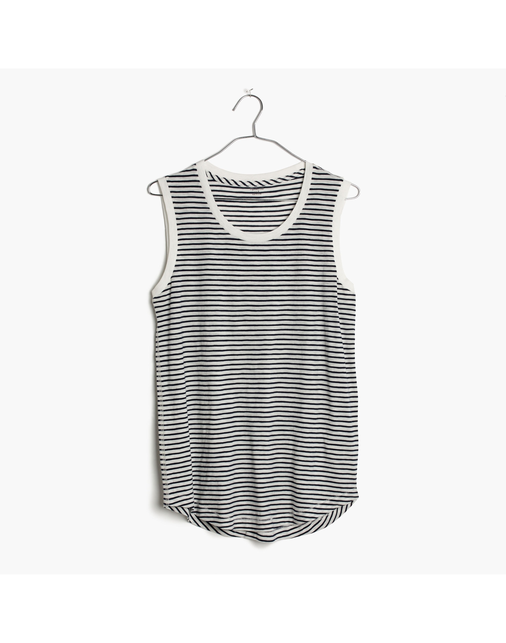 Whisper Cotton Crewneck Muscle Tank in Sandberg Stripe