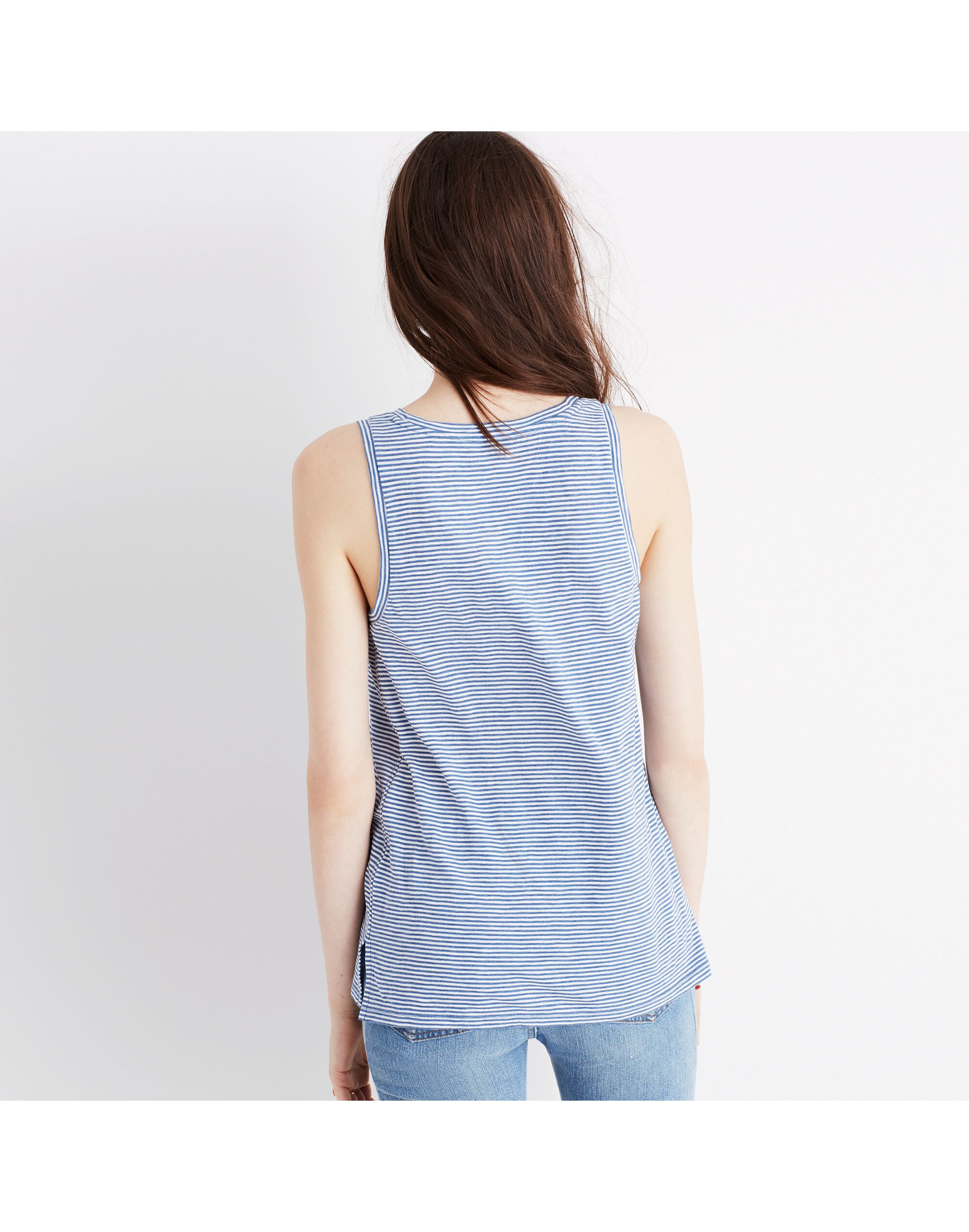 Whisper Cotton Scoop Tank Top in Coretta Stripe
