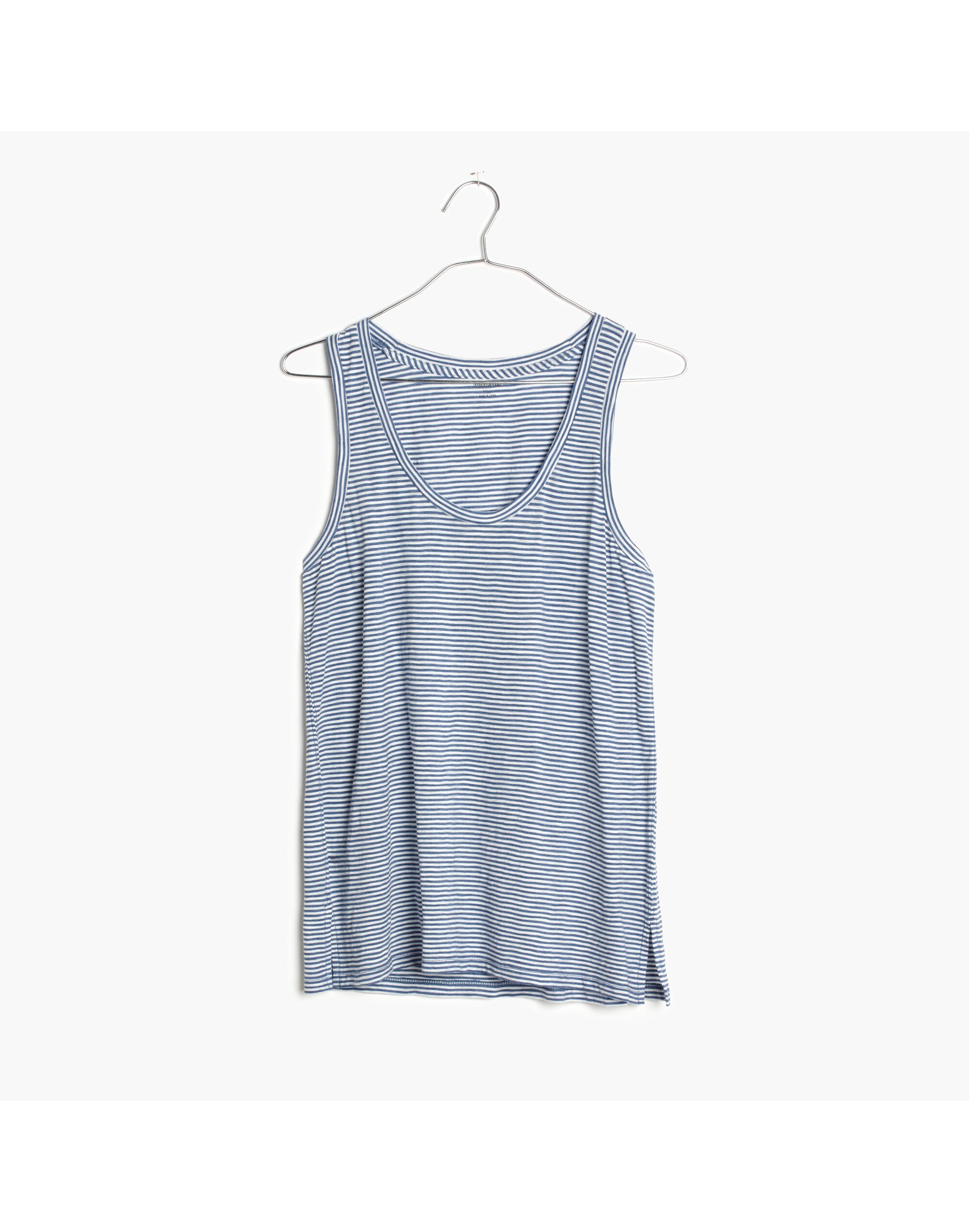 Whisper Cotton Scoop Tank Top in Coretta Stripe