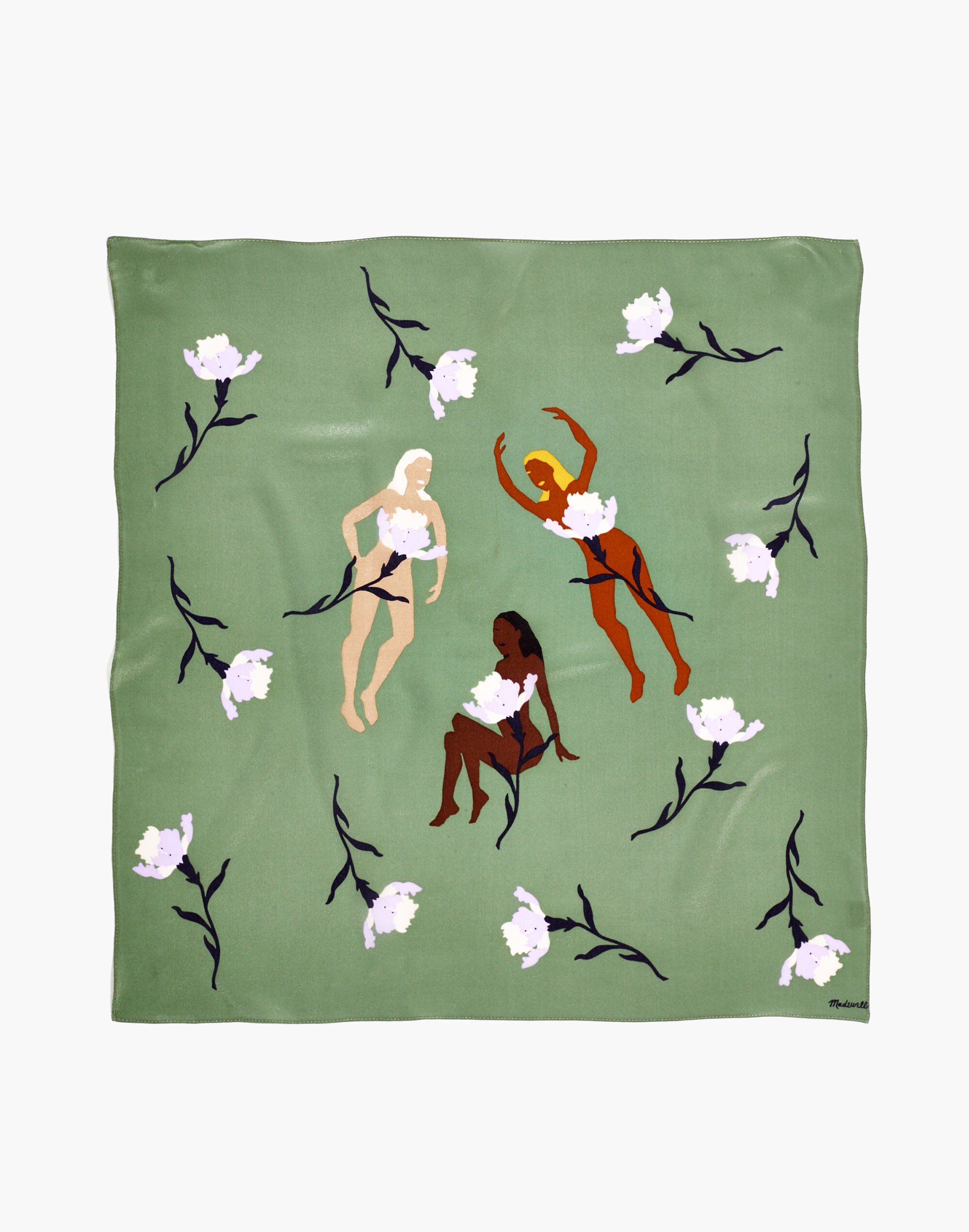 Silk Bandana in faded palm multi image 2