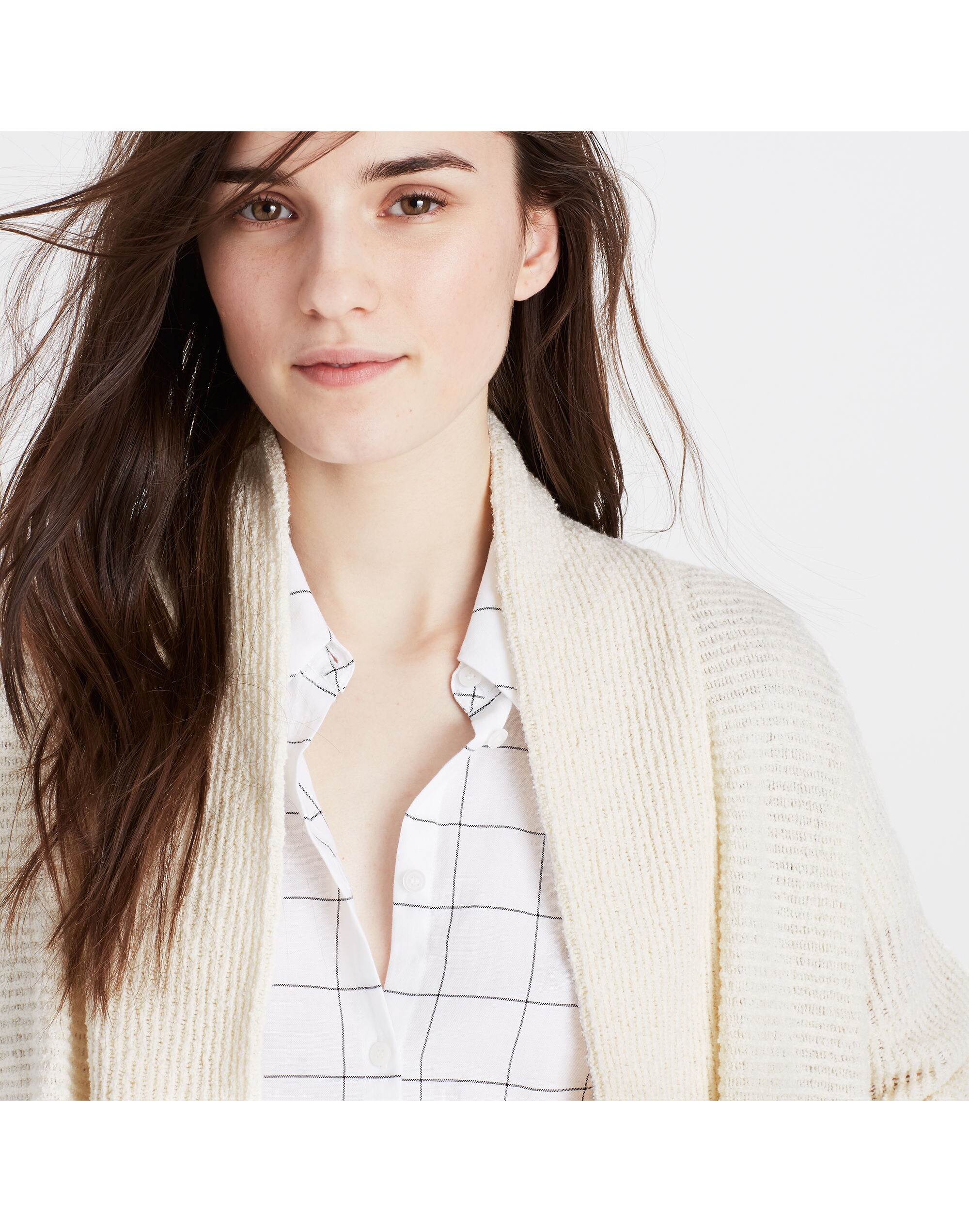 Shawl-Collar Crop Cardigan Sweater